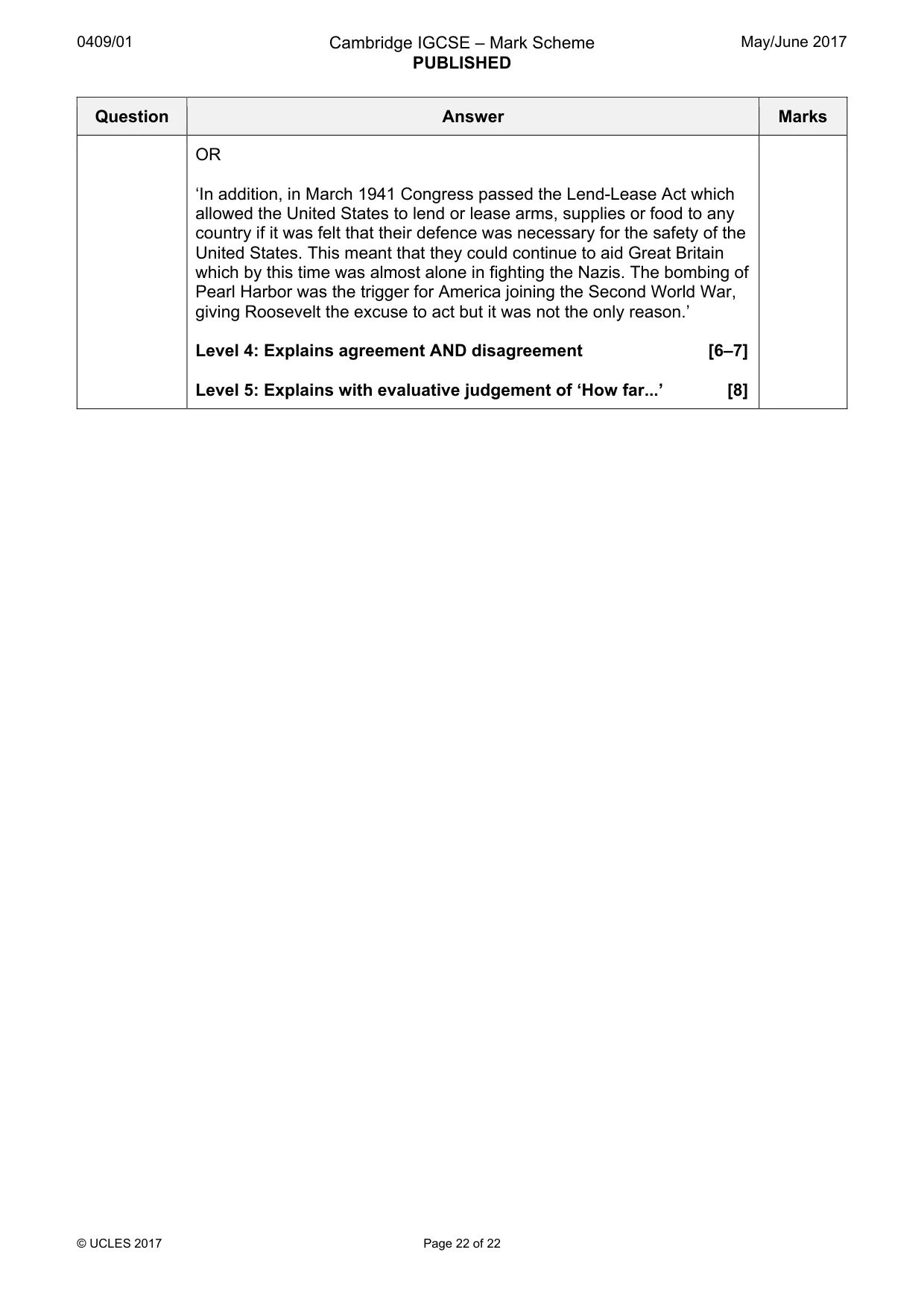 Mark scheme, page 22 of 22