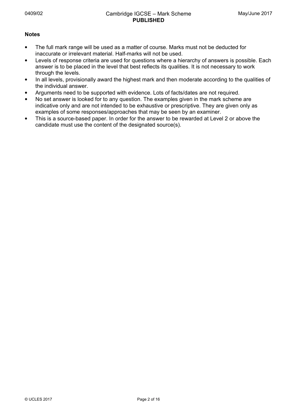 Mark scheme, page 2 of 16