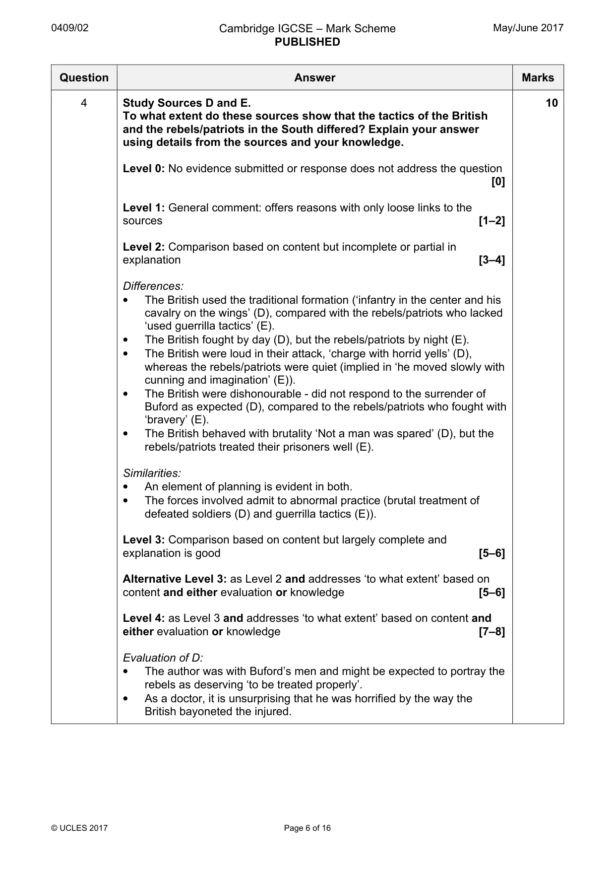Mark scheme, page 6 of 16