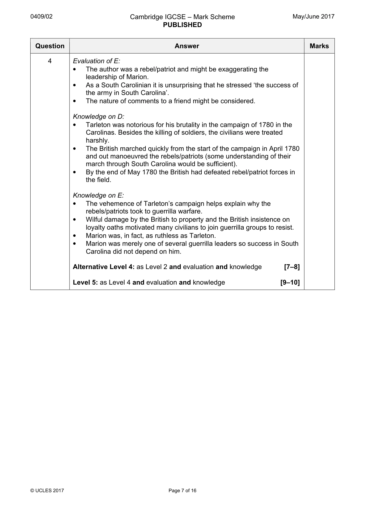 Mark scheme, page 7 of 16