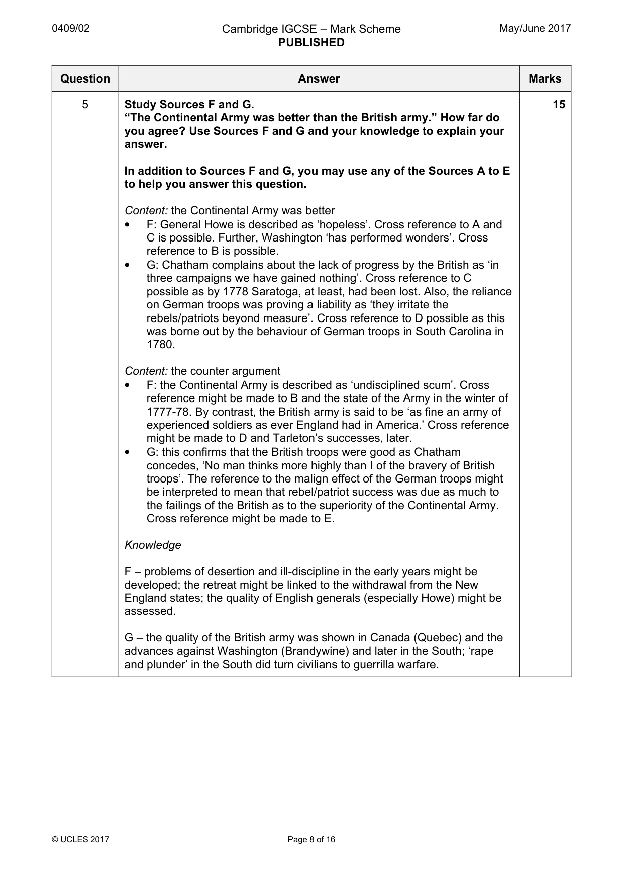 Mark scheme, page 8 of 16