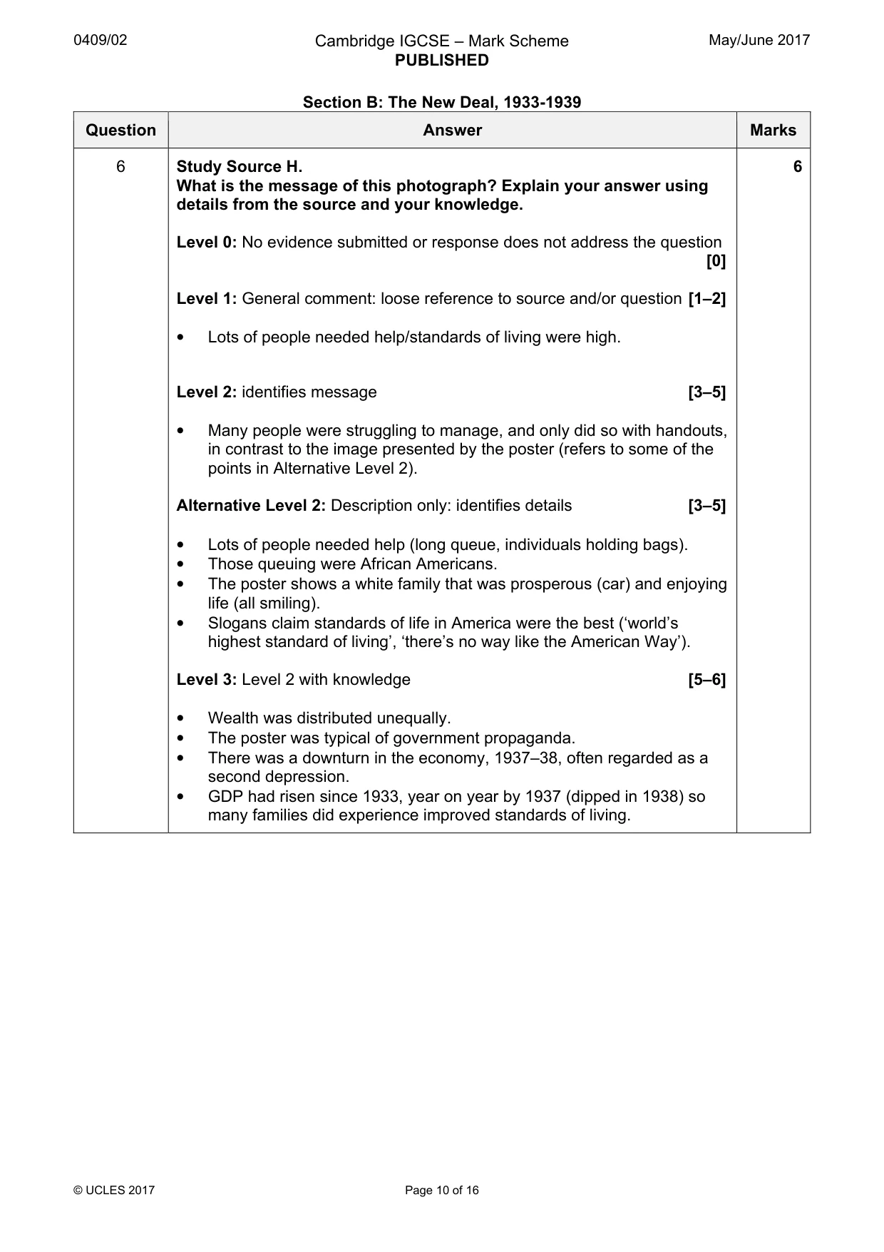 Mark scheme, page 10 of 16