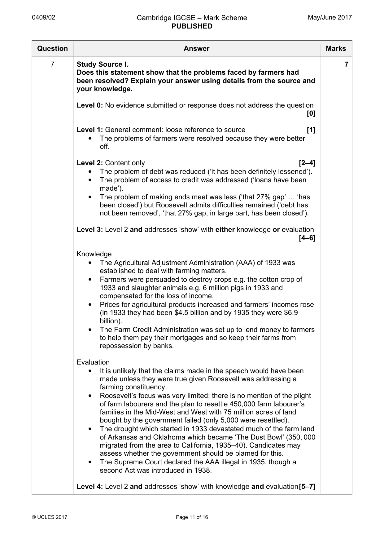 Mark scheme, page 11 of 16