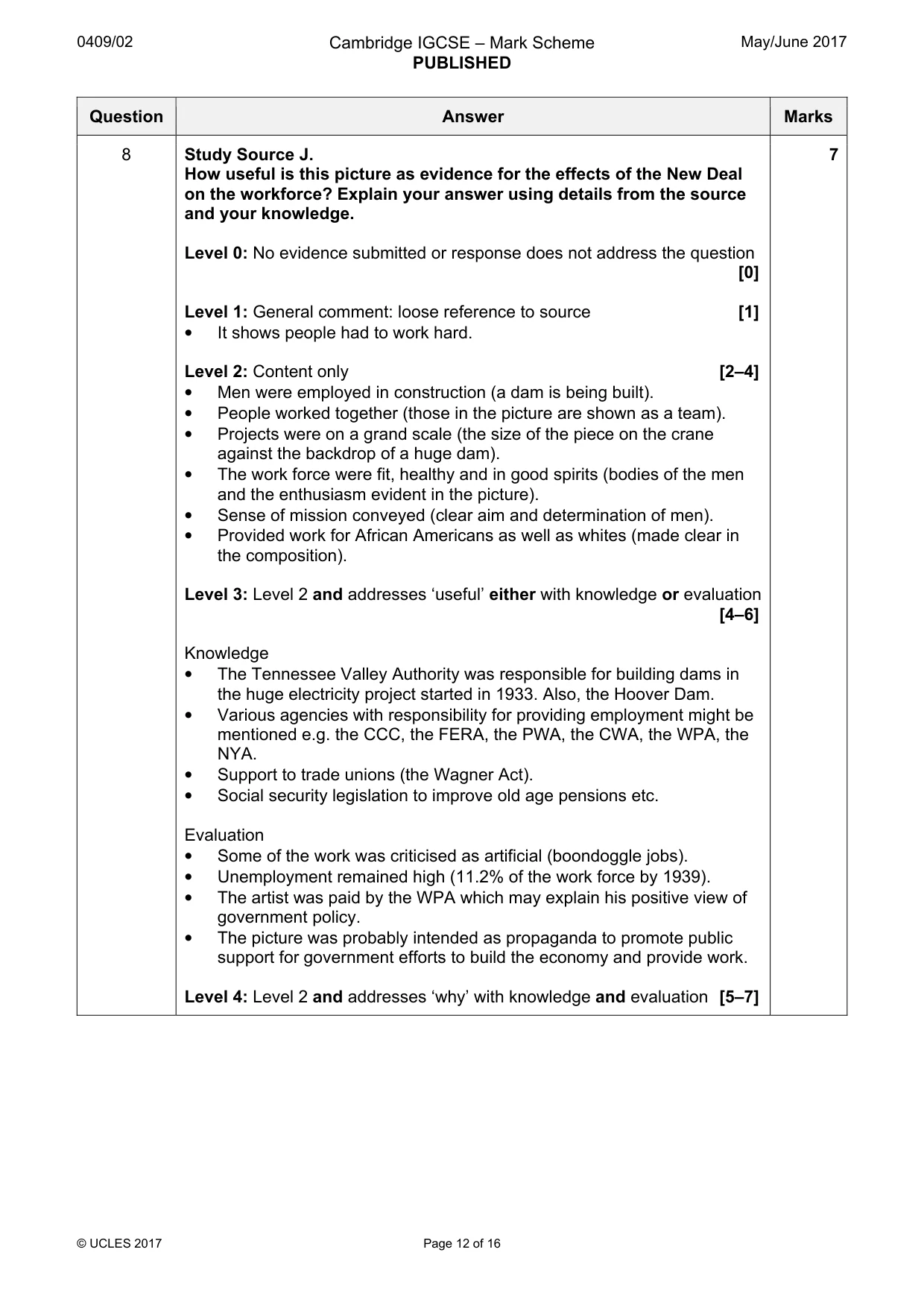 Mark scheme, page 12 of 16