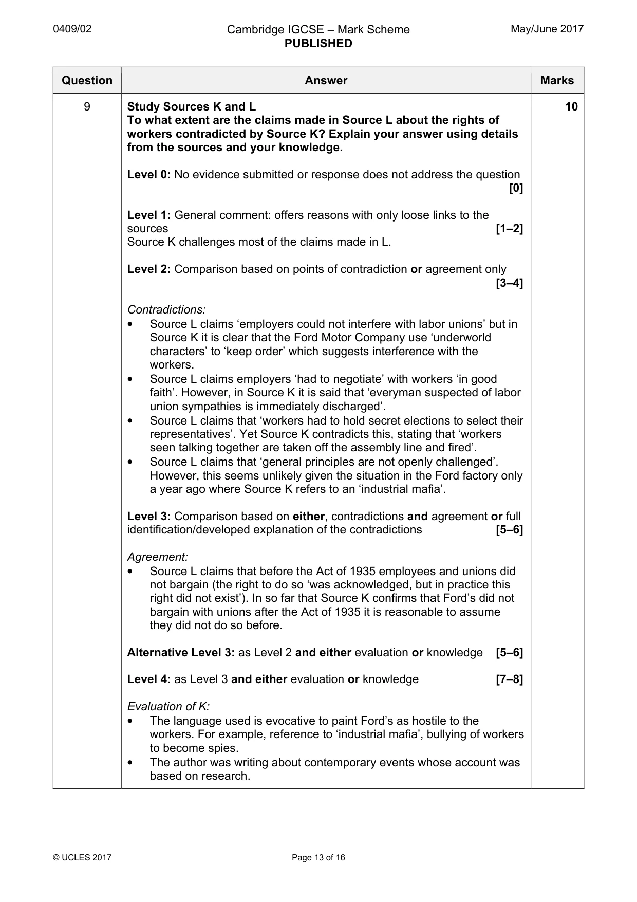 Mark scheme, page 13 of 16