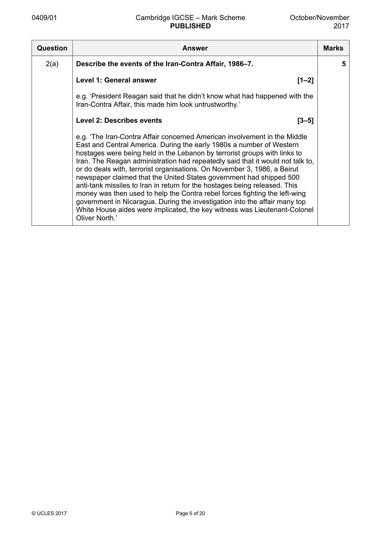 Mark scheme, page 5 of 20