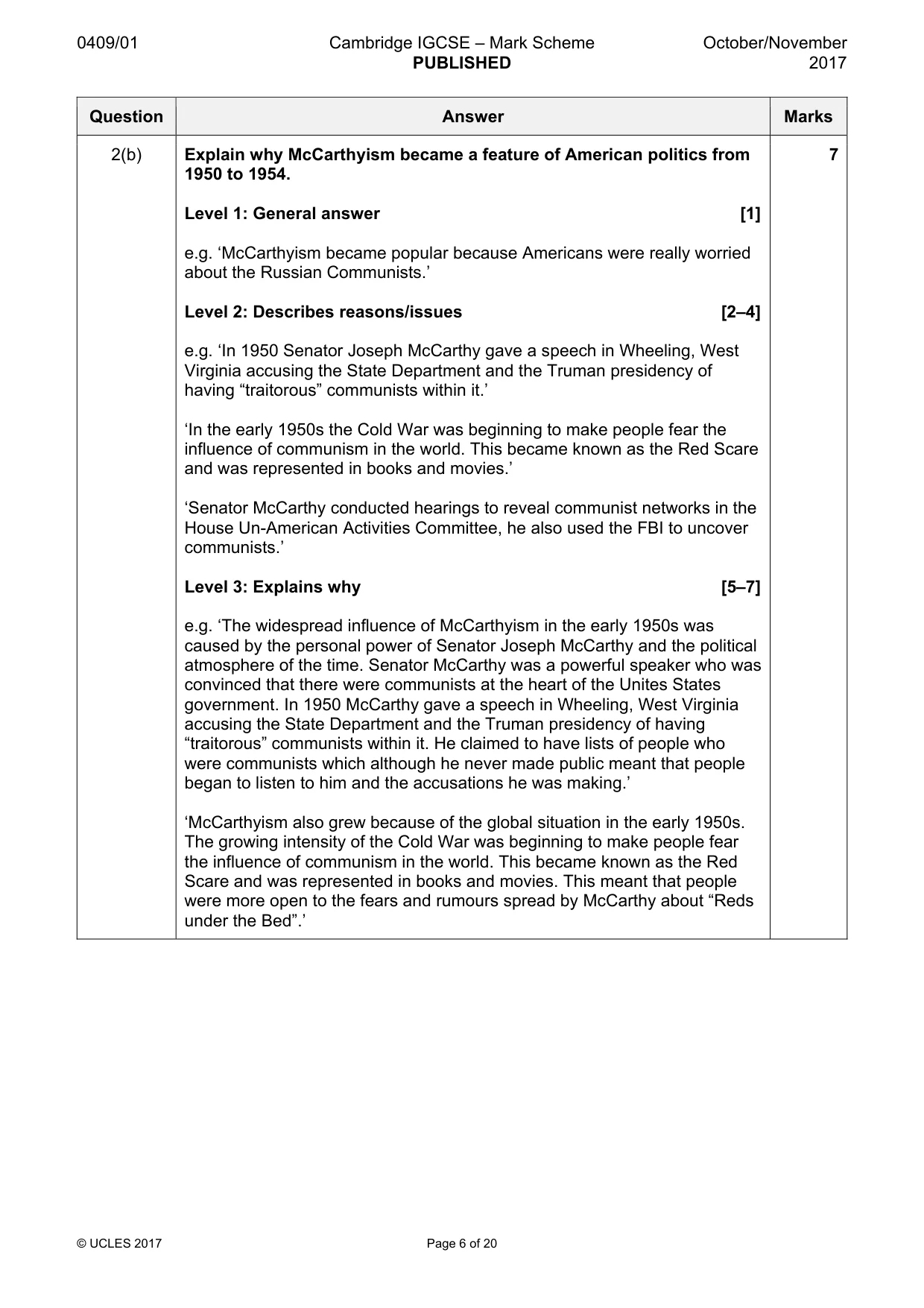 Mark scheme, page 6 of 20