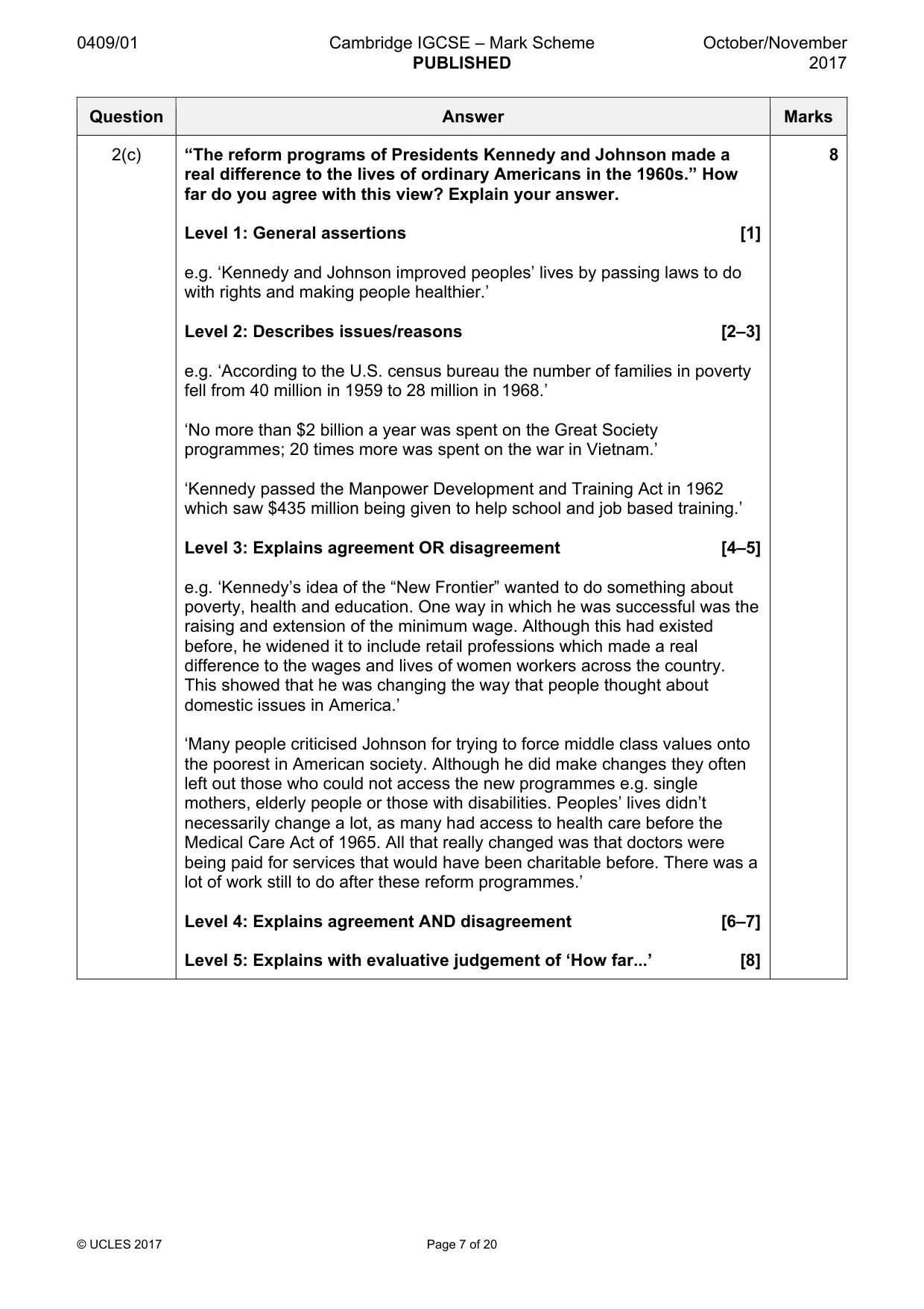 Mark scheme, page 7 of 20
