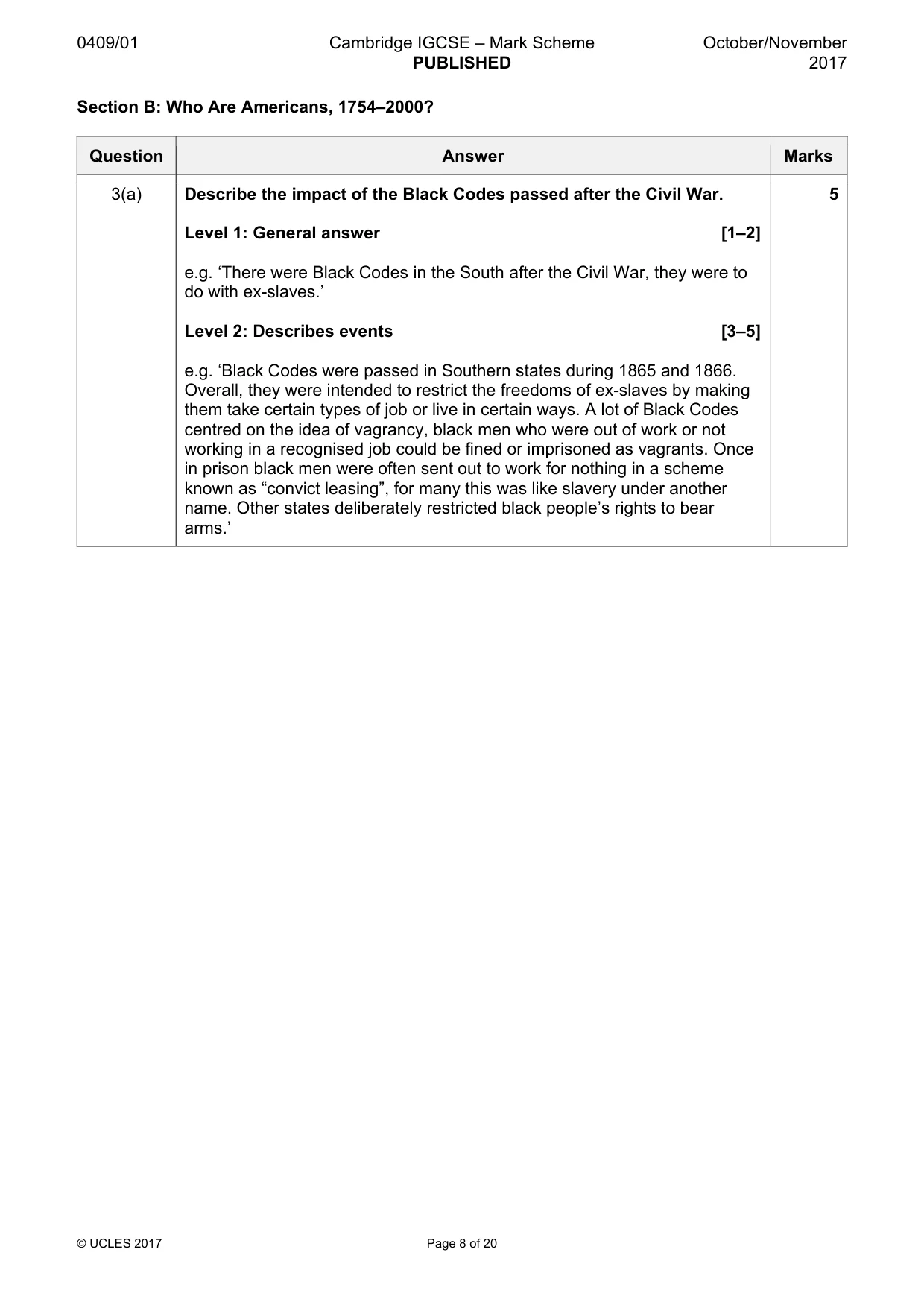 Mark scheme, page 8 of 20