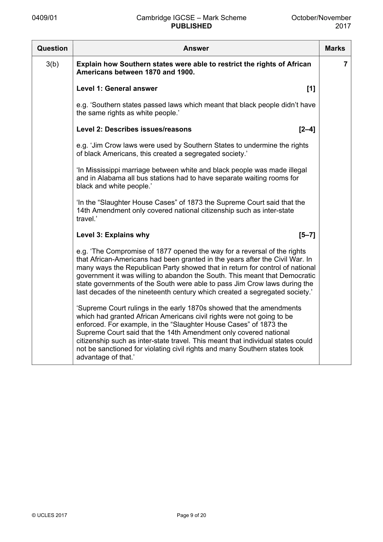 Mark scheme, page 9 of 20