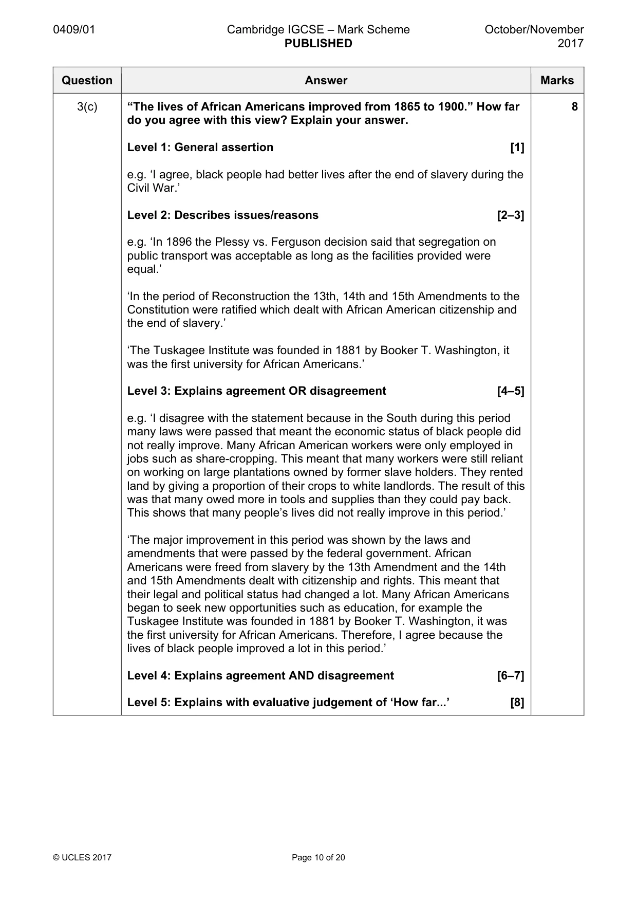 Mark scheme, page 10 of 20