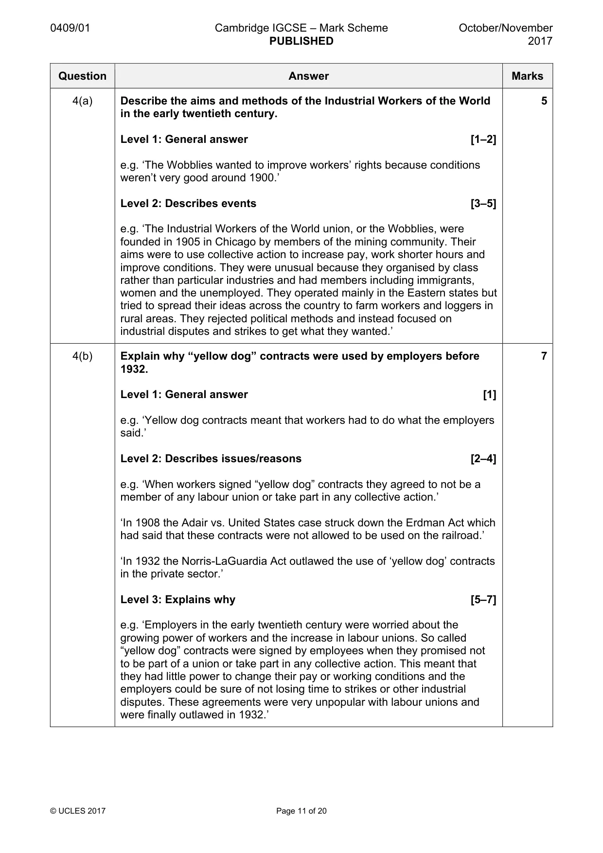Mark scheme, page 11 of 20