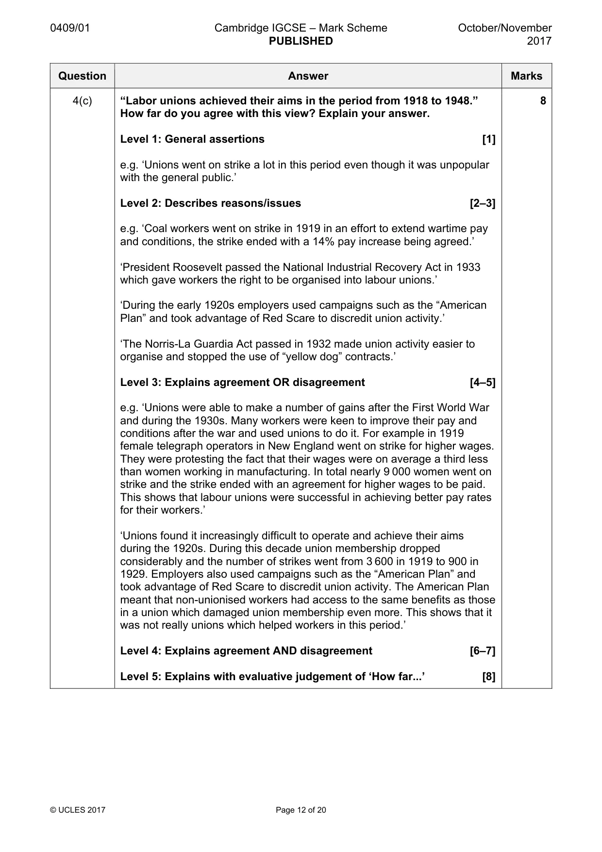 Mark scheme, page 12 of 20