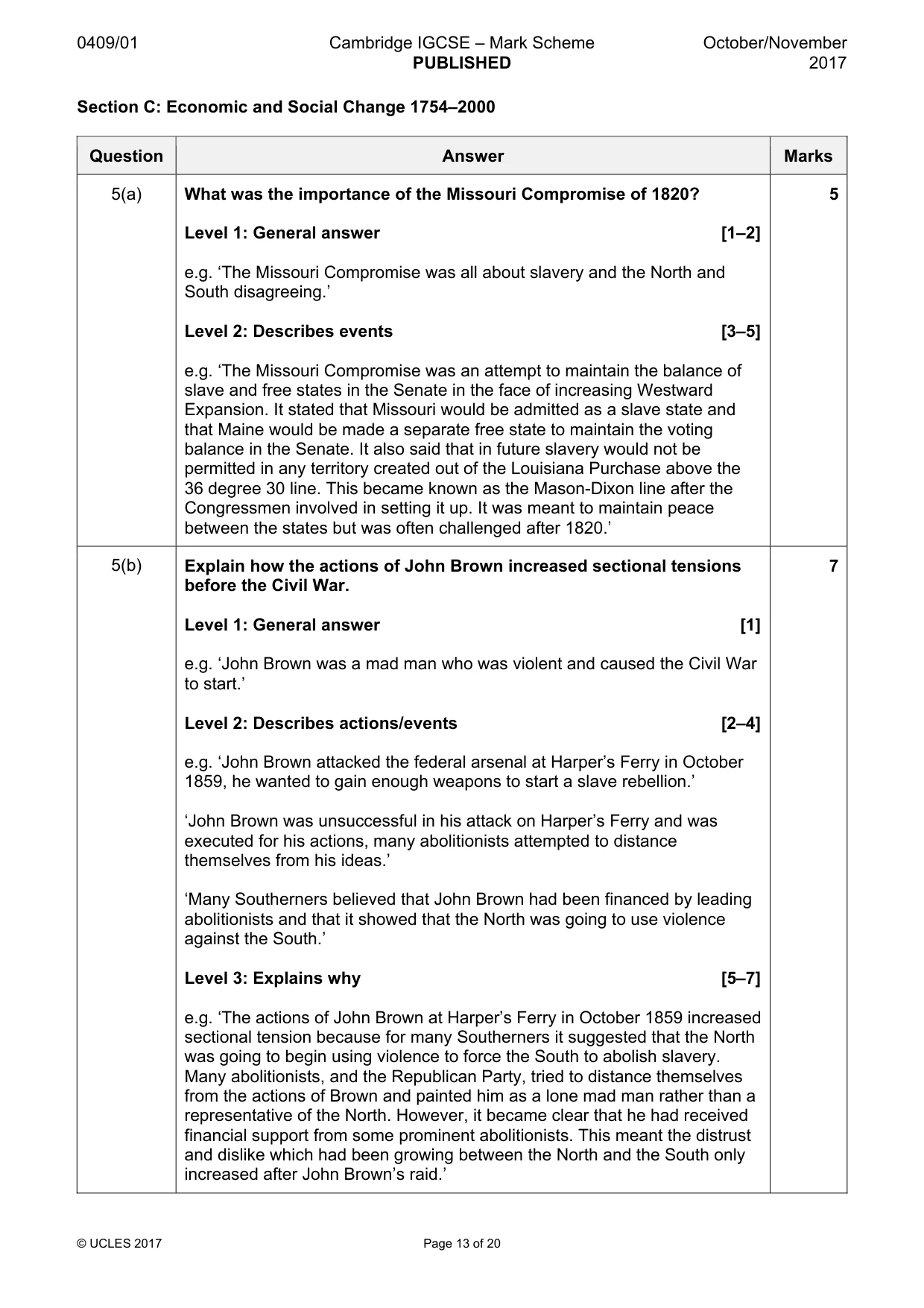 Mark scheme, page 13 of 20