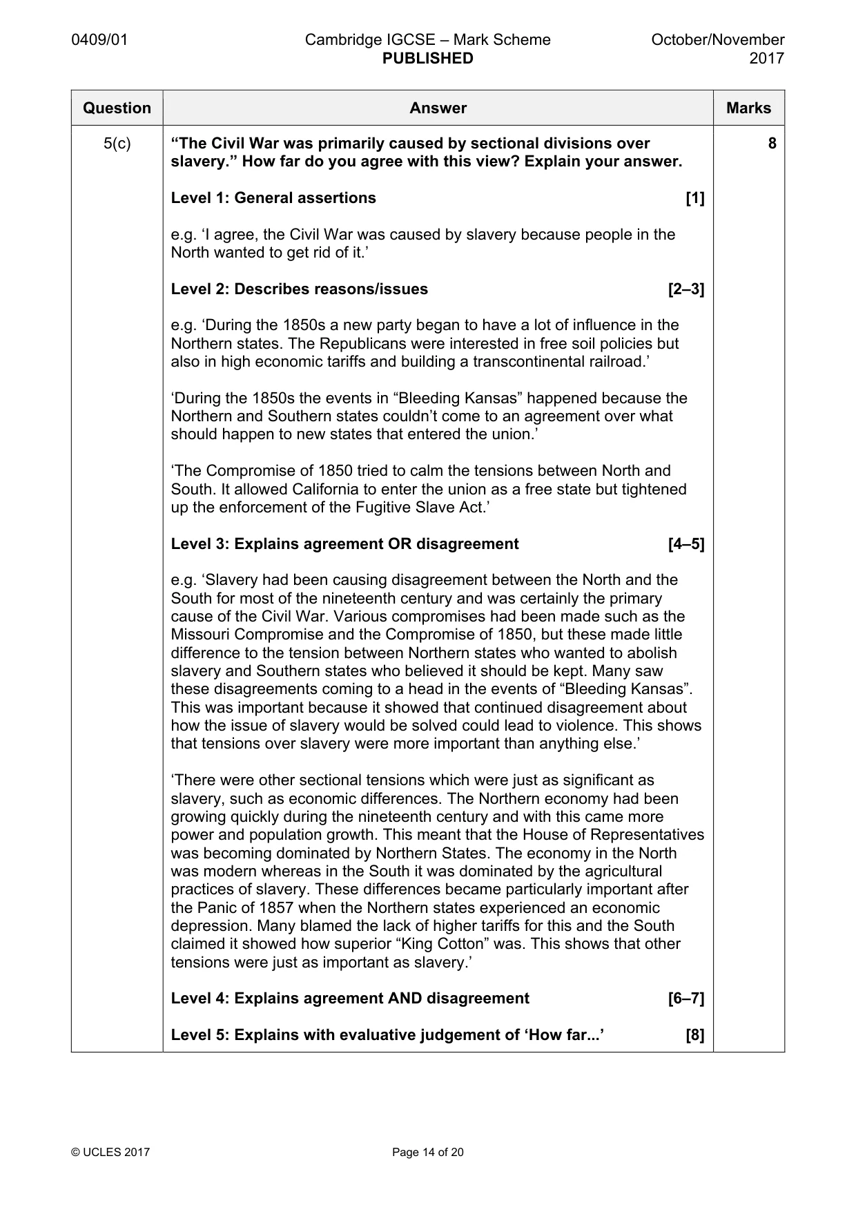 Mark scheme, page 14 of 20