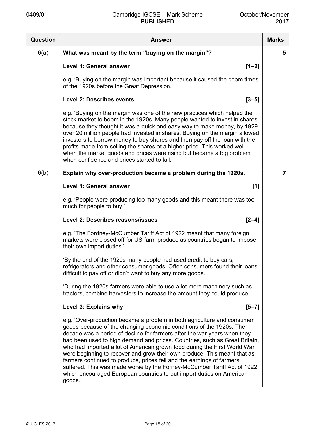 Mark scheme, page 15 of 20