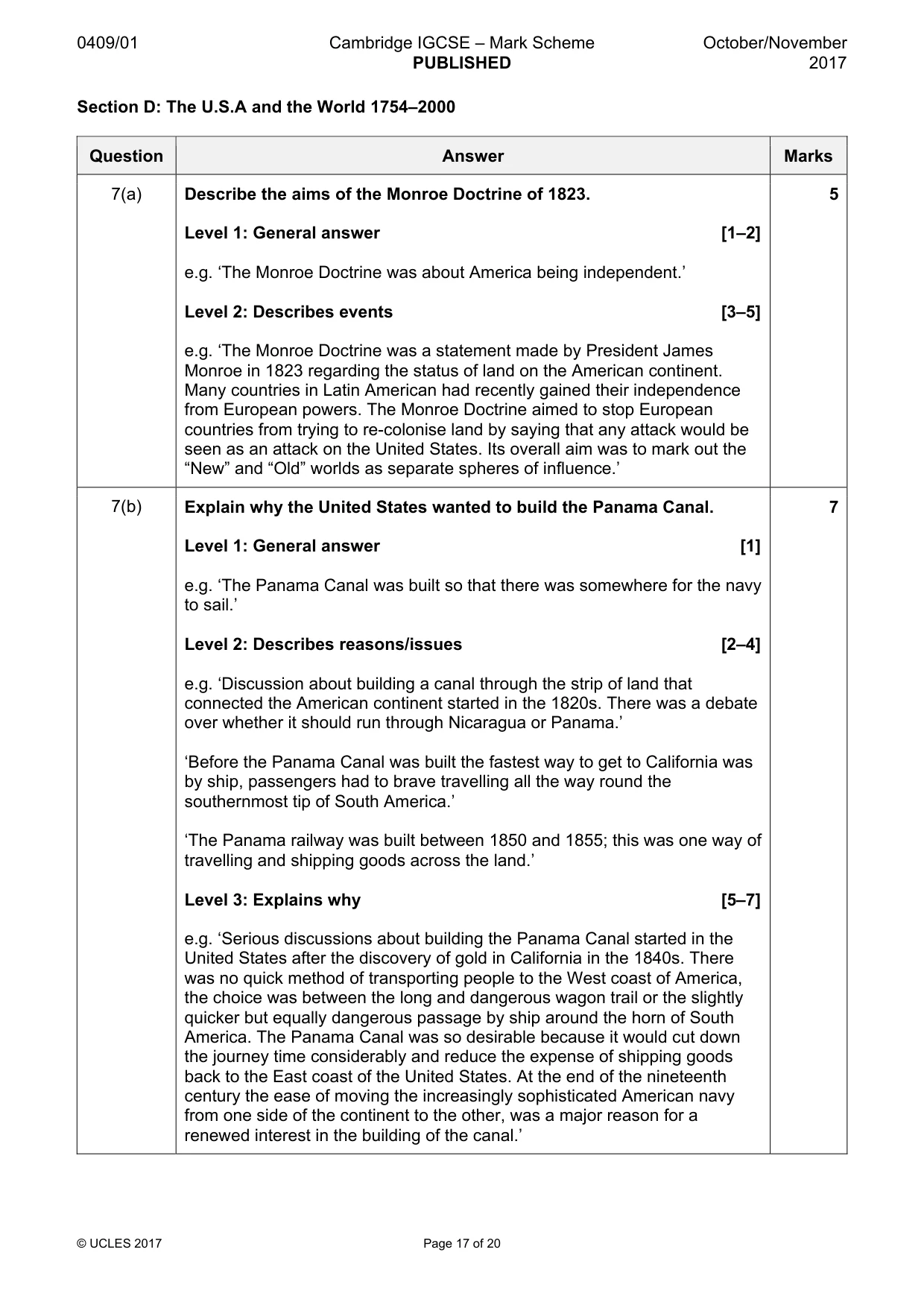 Mark scheme, page 17 of 20