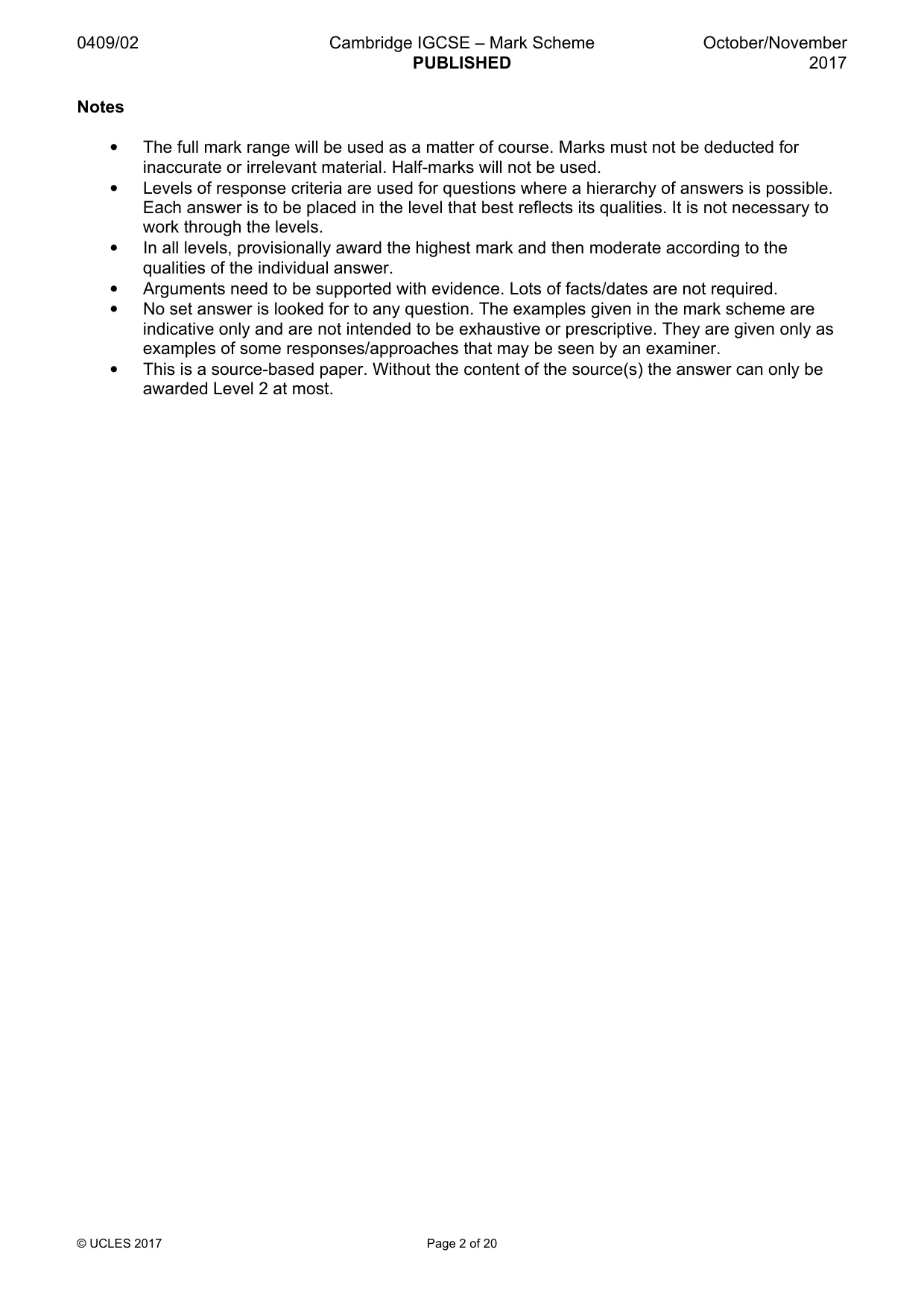 Mark scheme, page 2 of 20
