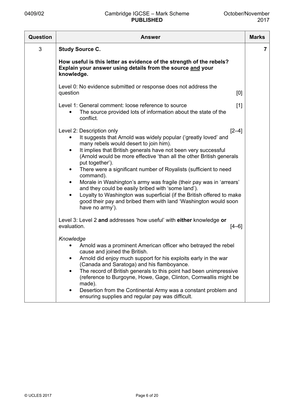 Mark scheme, page 6 of 20