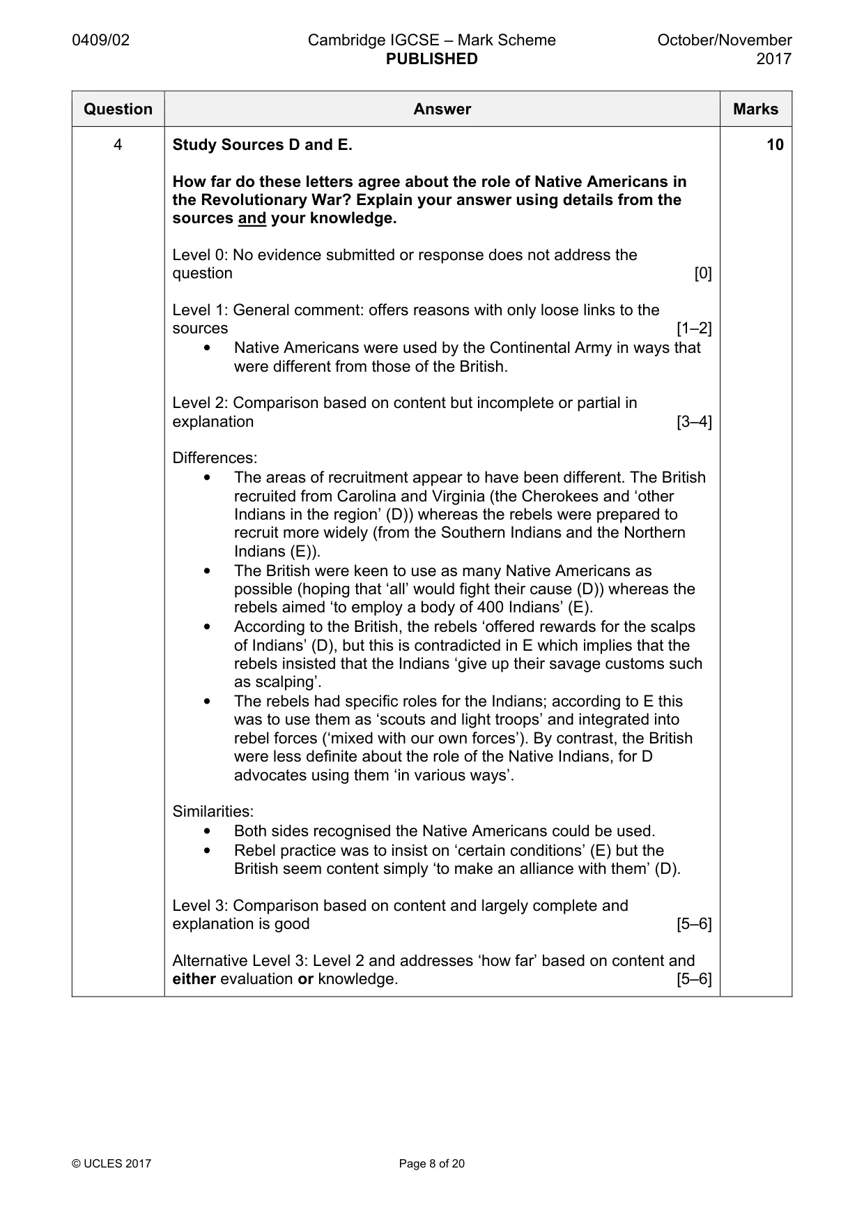Mark scheme, page 8 of 20