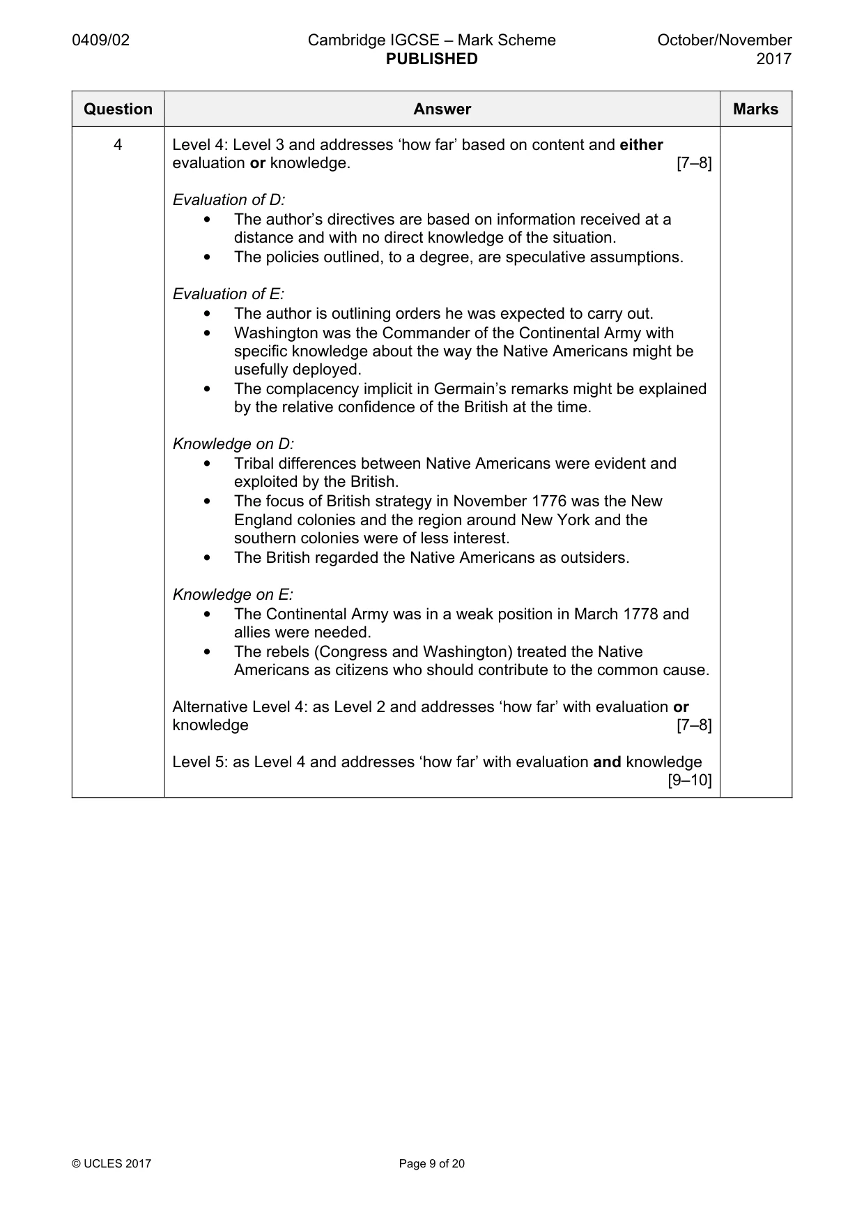 Mark scheme, page 9 of 20