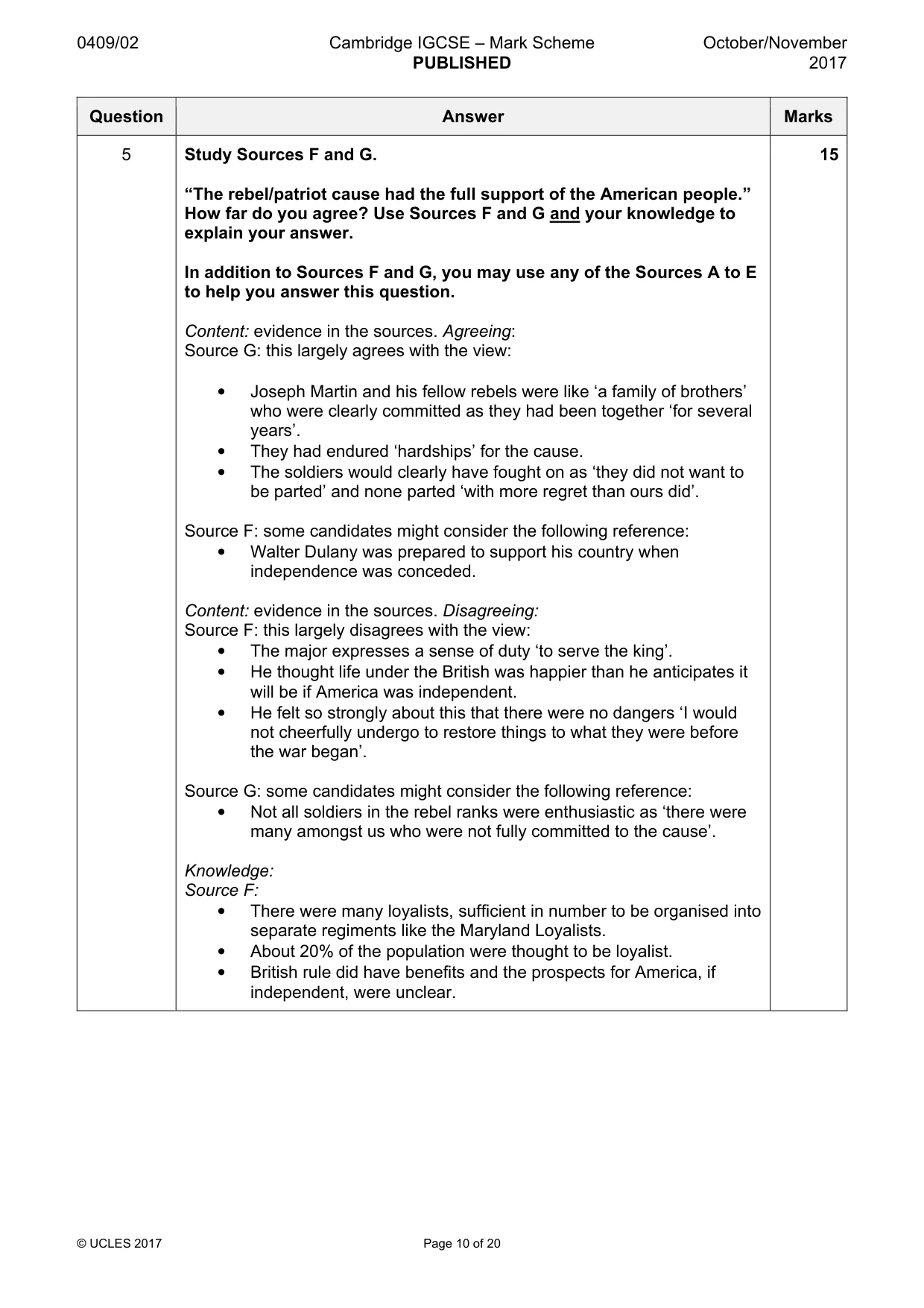Mark scheme, page 10 of 20