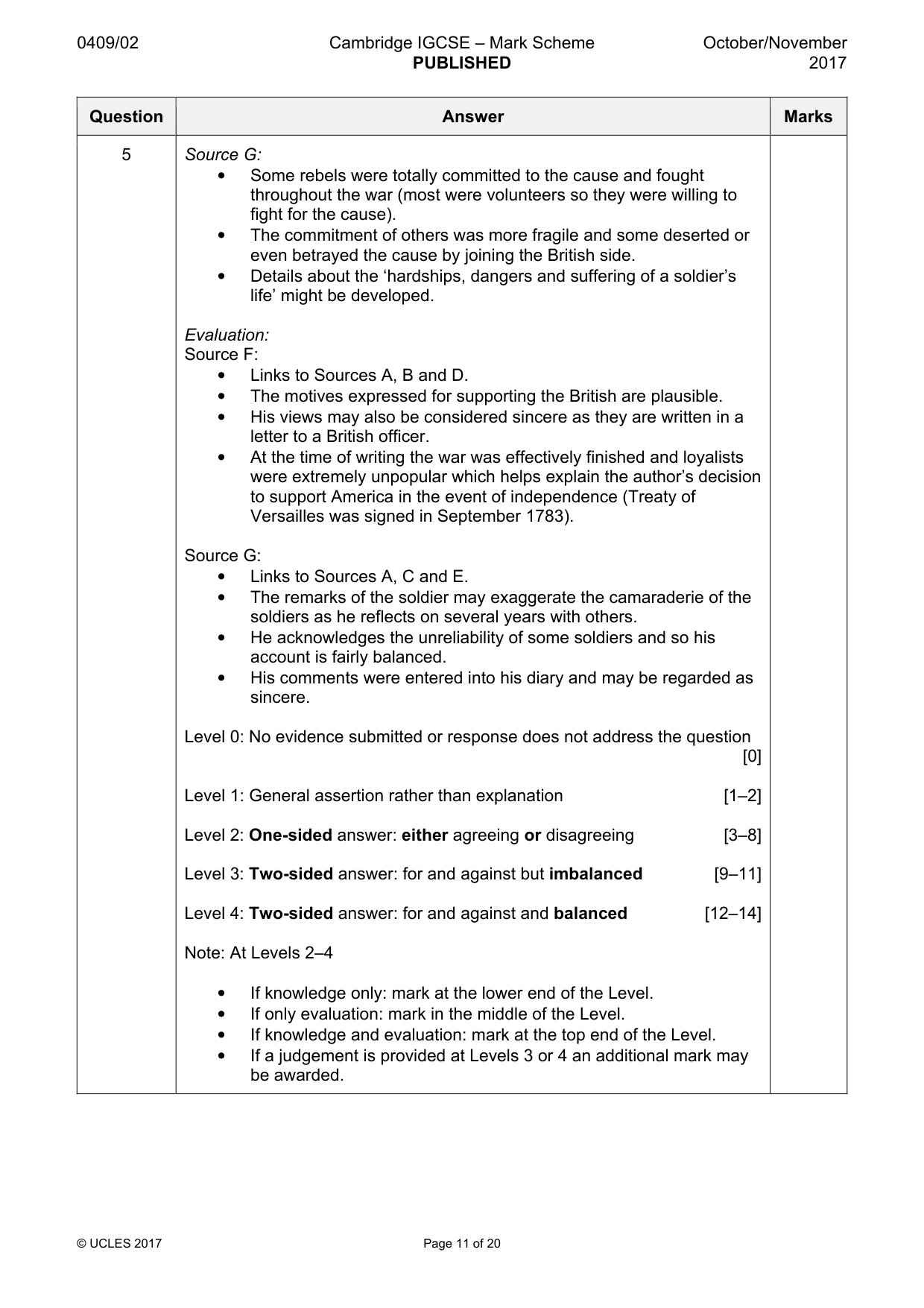 Mark scheme, page 11 of 20