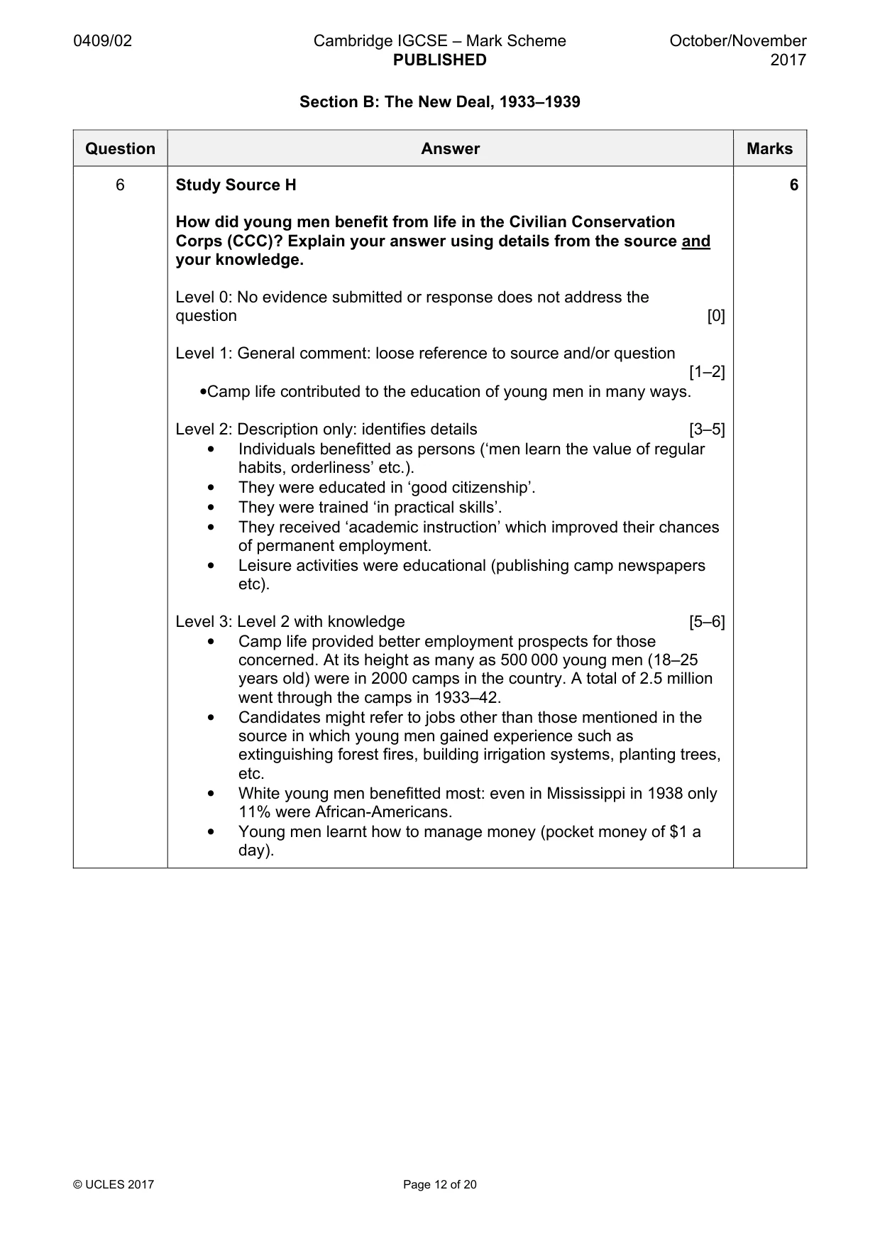 Mark scheme, page 12 of 20