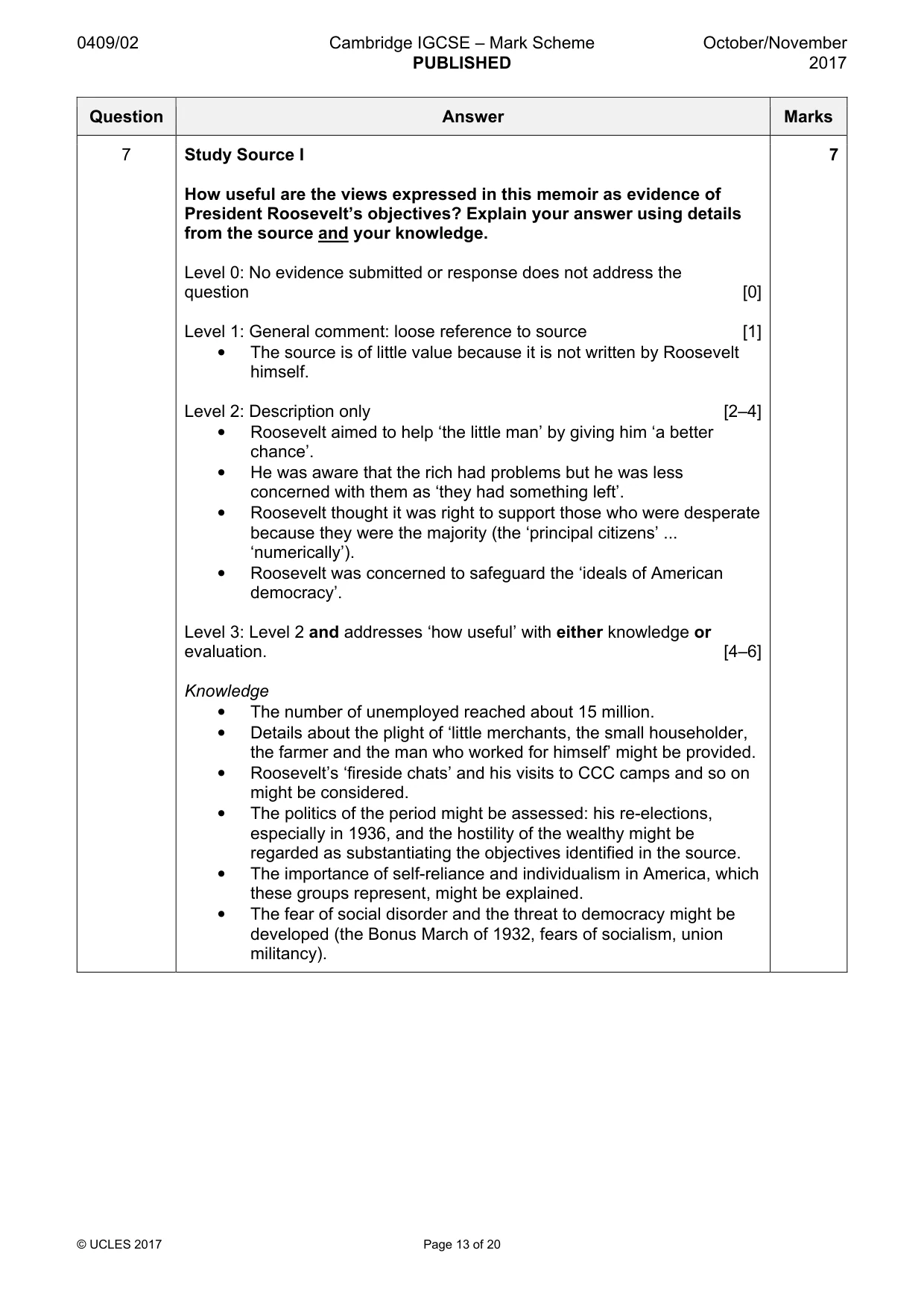 Mark scheme, page 13 of 20