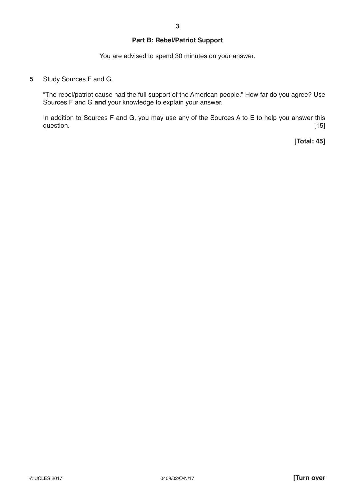 Cambridge IGCSE History American BES 0409 2017 Oct/Nov Paper 2 · Variant 1 question paper, page 3 of 8
