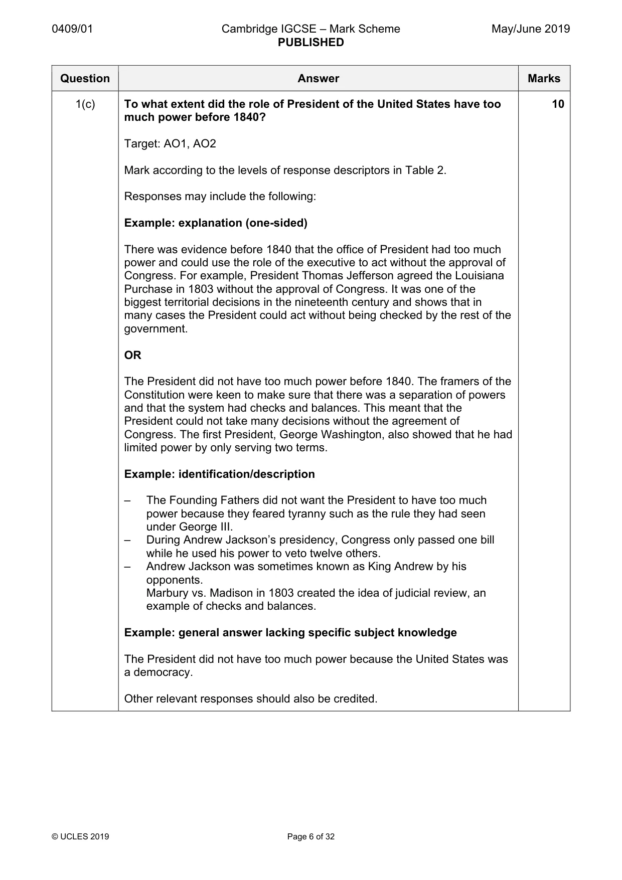 Mark scheme, page 6 of 32