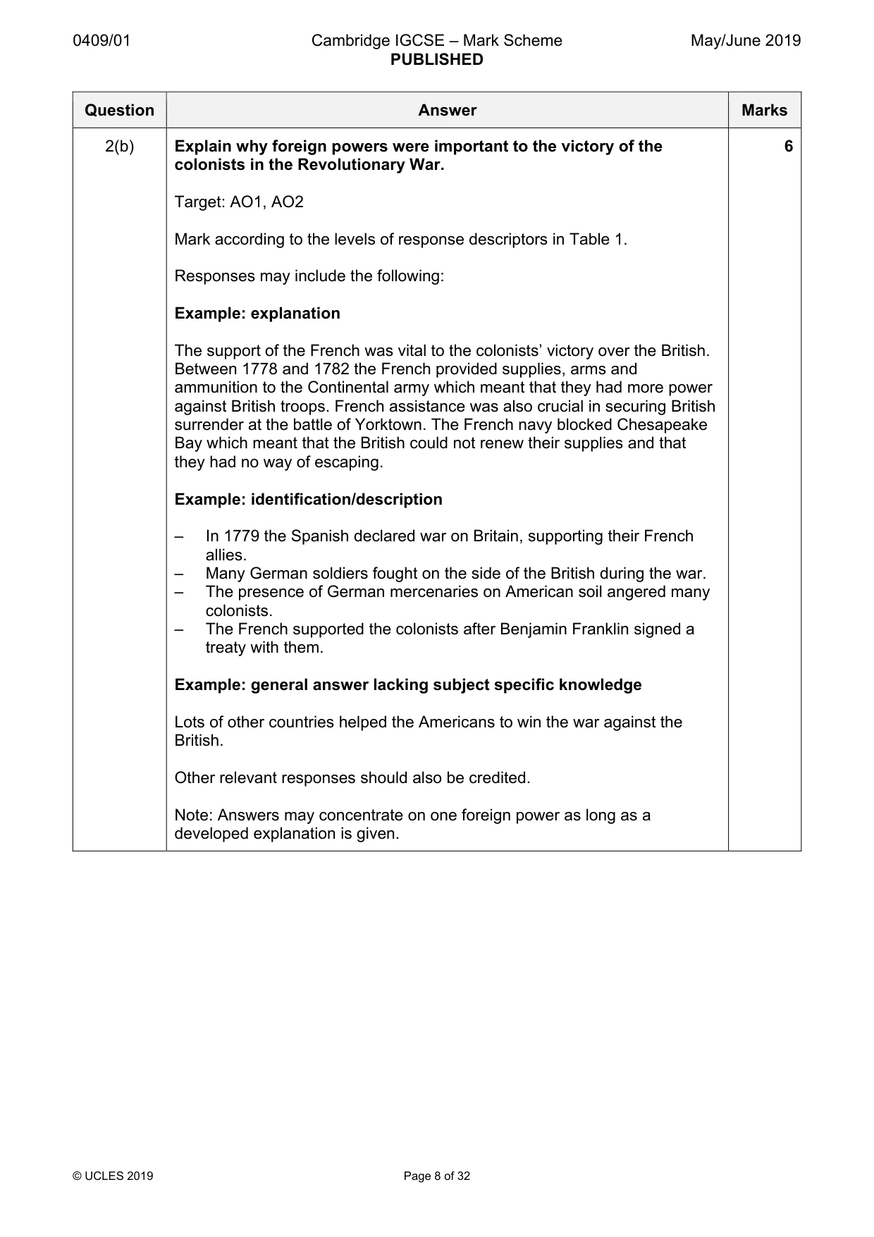Mark scheme, page 8 of 32