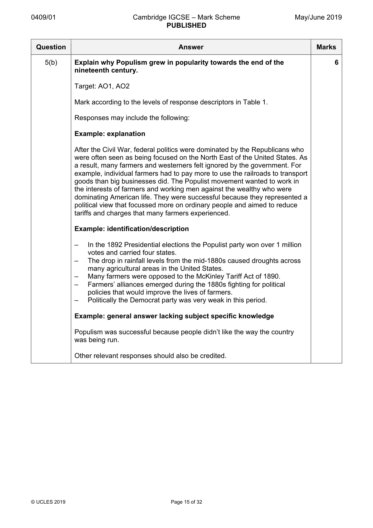 Mark scheme, page 15 of 32