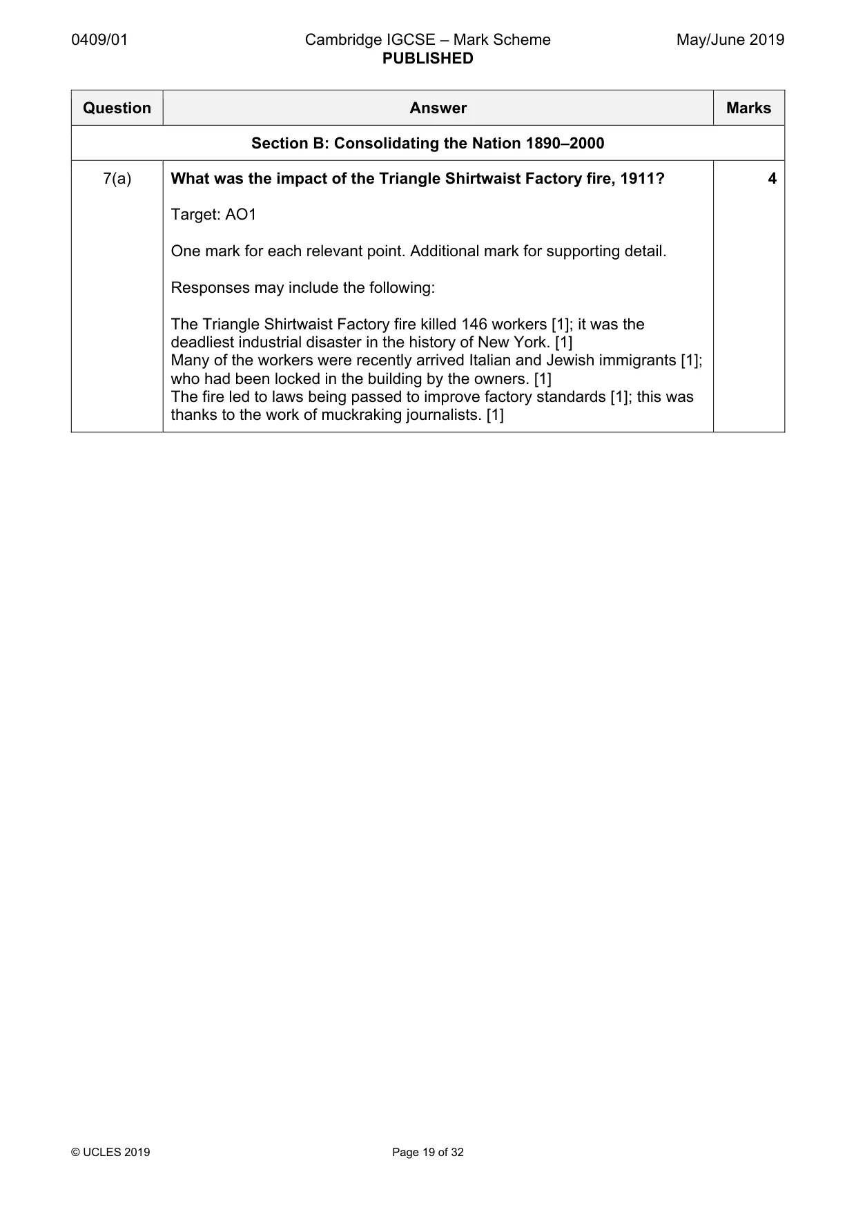 Mark scheme, page 19 of 32