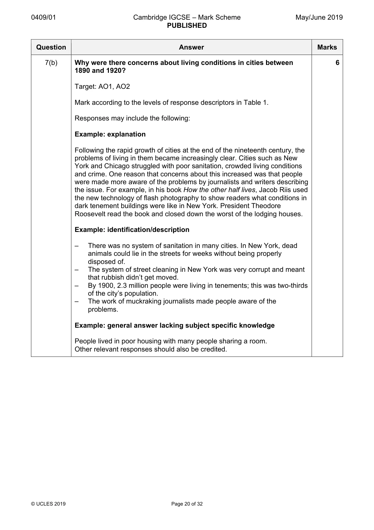 Mark scheme, page 20 of 32