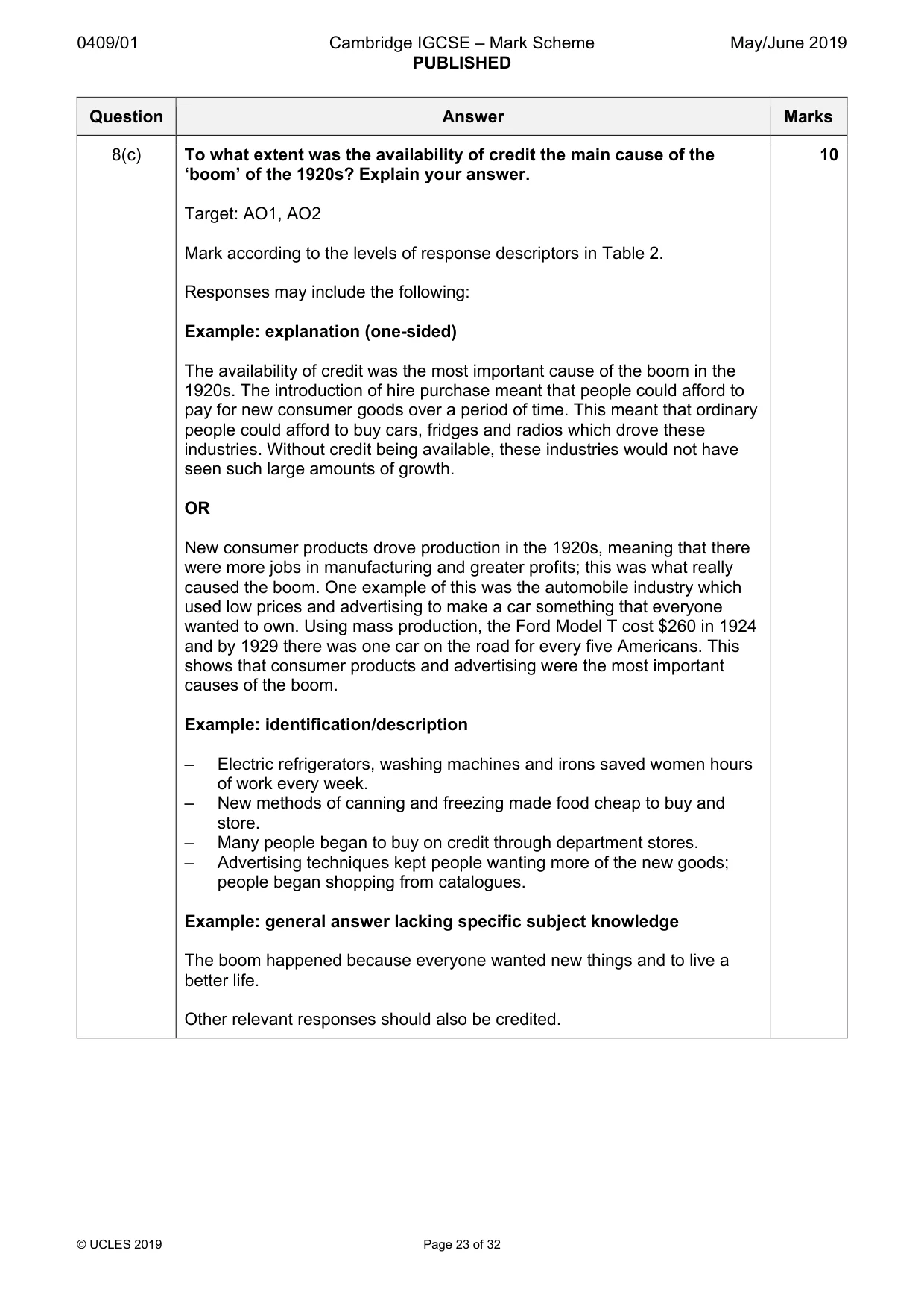 Mark scheme, page 23 of 32