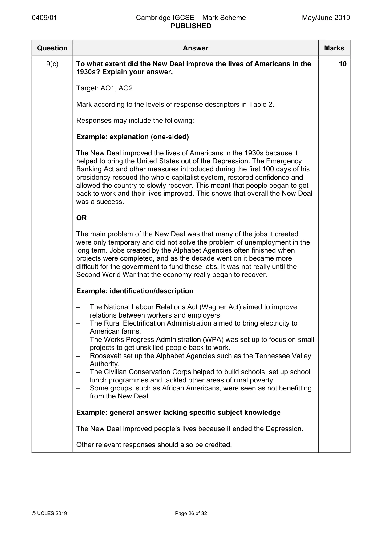 Mark scheme, page 26 of 32