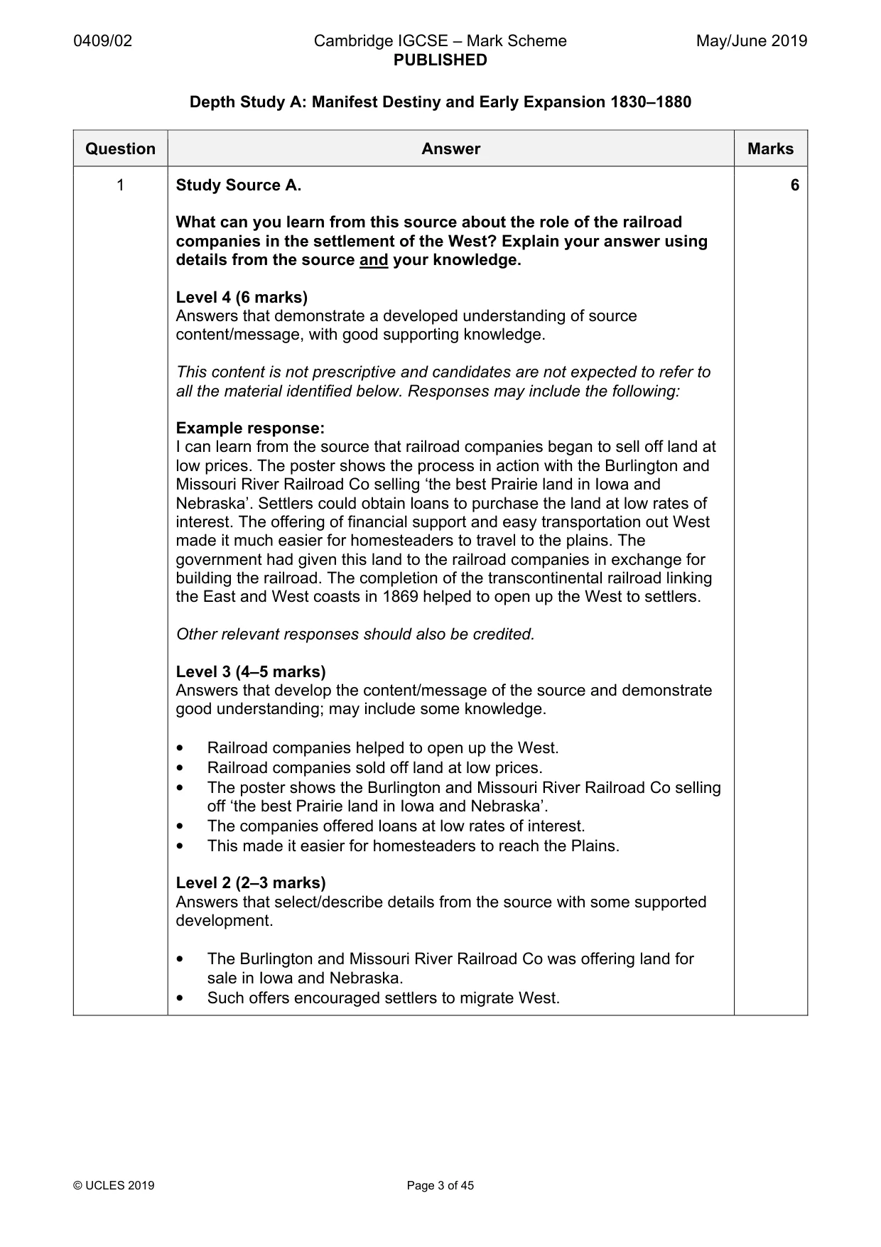 Mark scheme, page 3 of 45