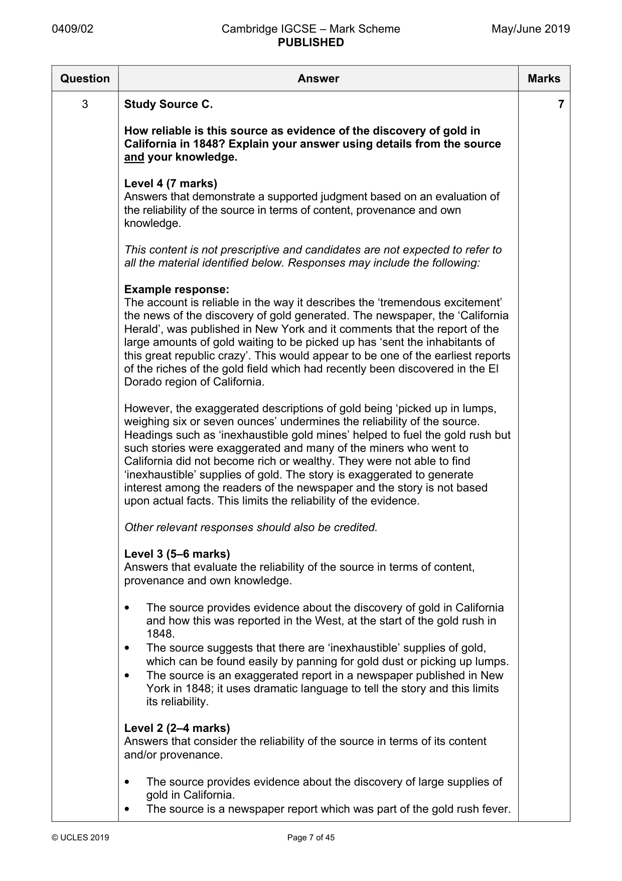 Mark scheme, page 7 of 45