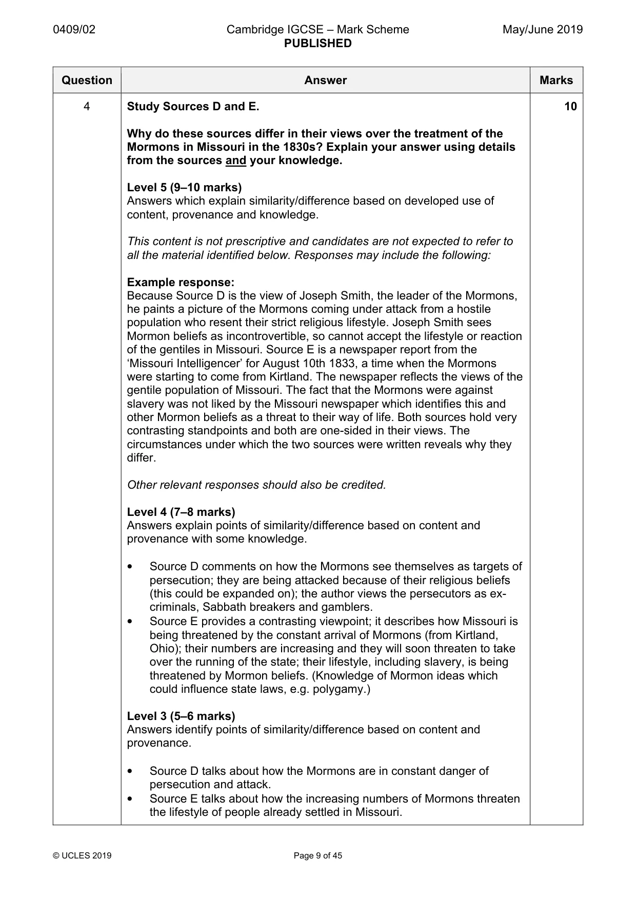 Mark scheme, page 9 of 45