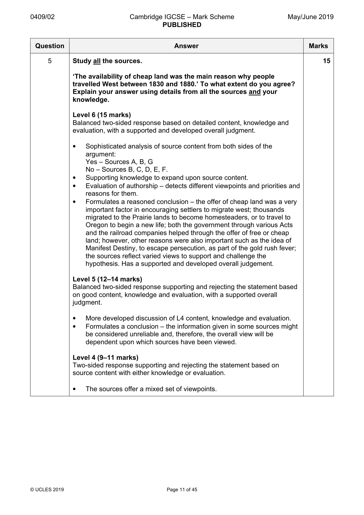 Mark scheme, page 11 of 45