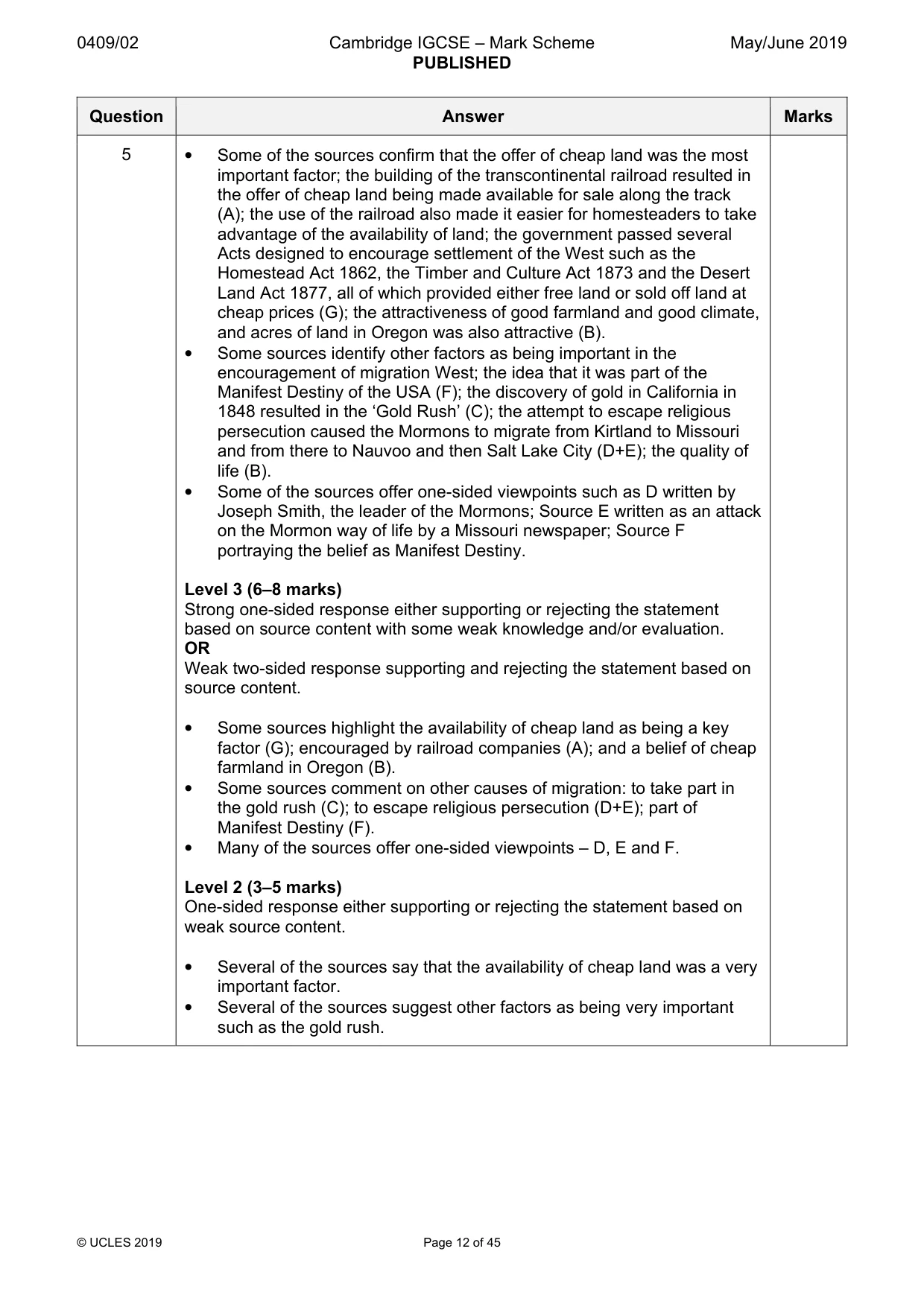 Mark scheme, page 12 of 45