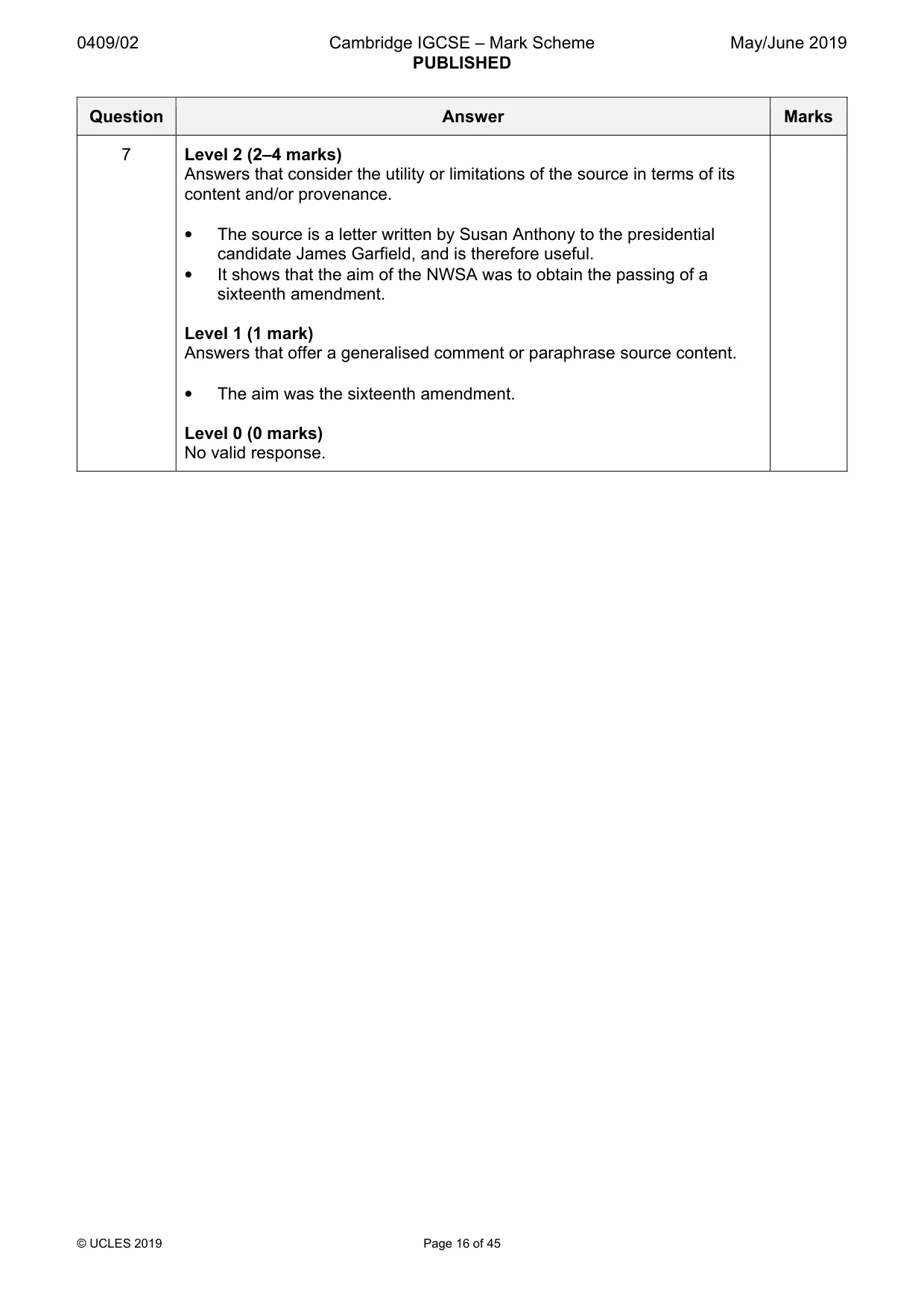 Mark scheme, page 16 of 45
