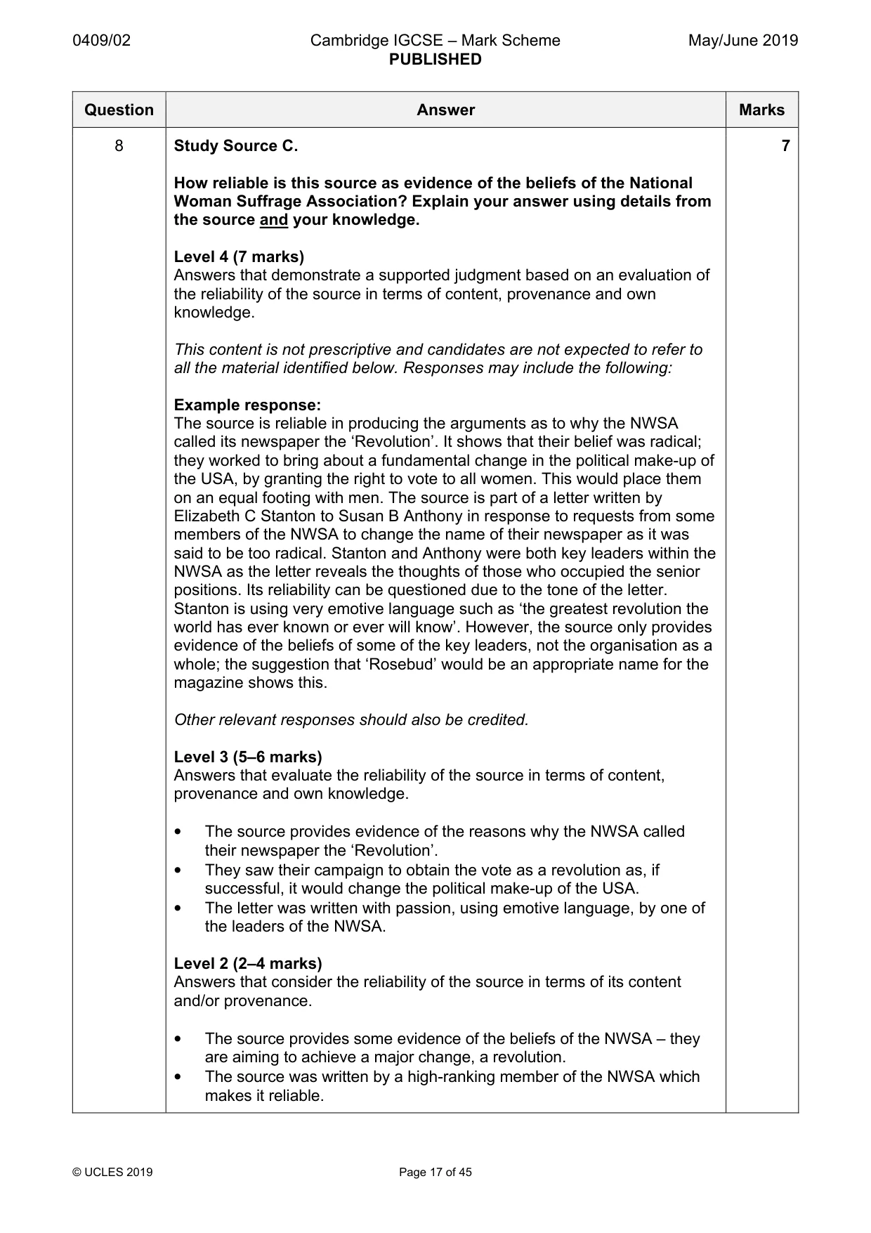 Mark scheme, page 17 of 45