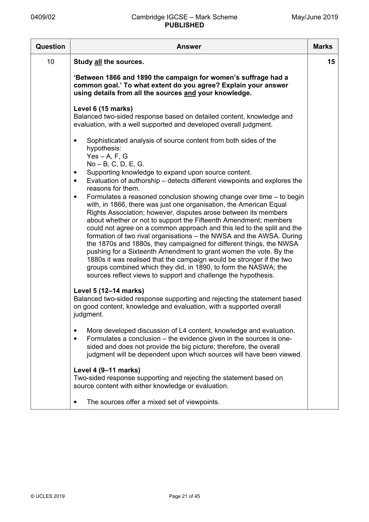 Mark scheme, page 21 of 45
