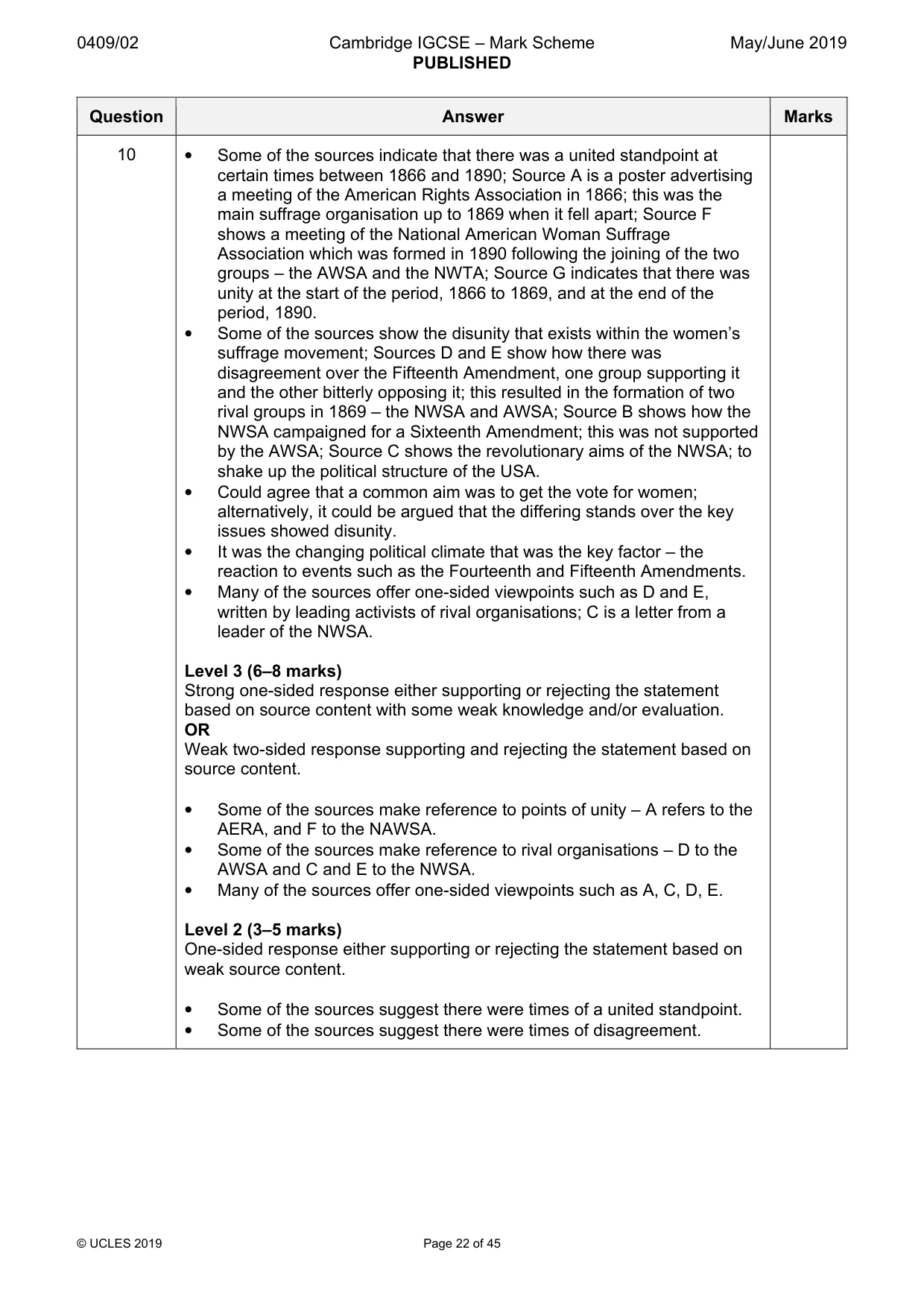 Mark scheme, page 22 of 45