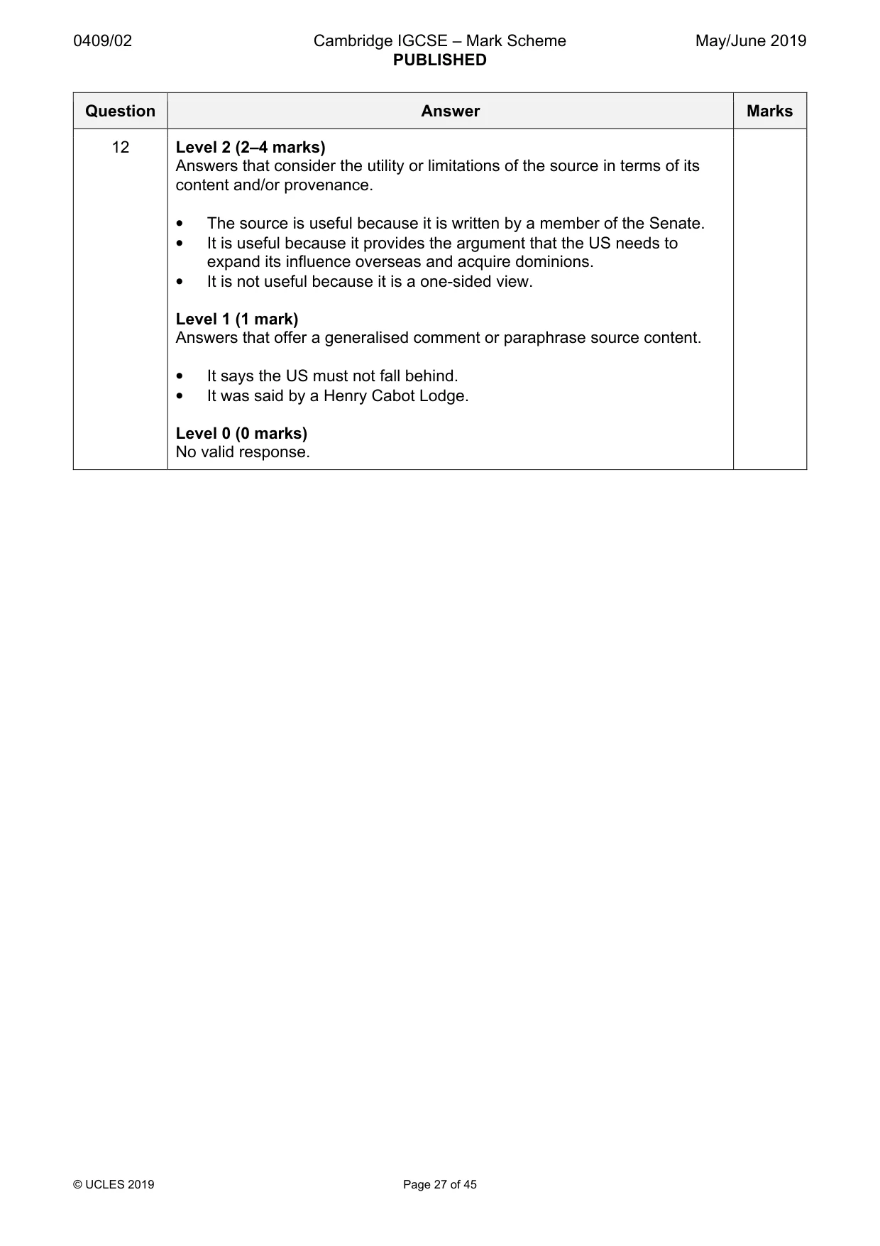 Mark scheme, page 27 of 45
