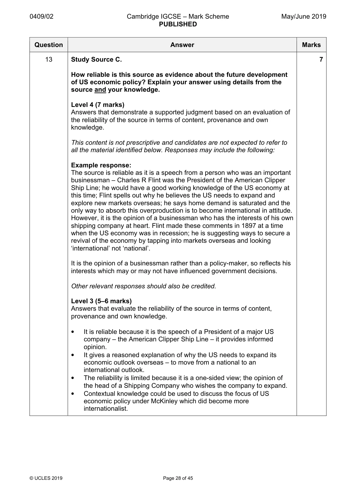 Mark scheme, page 28 of 45
