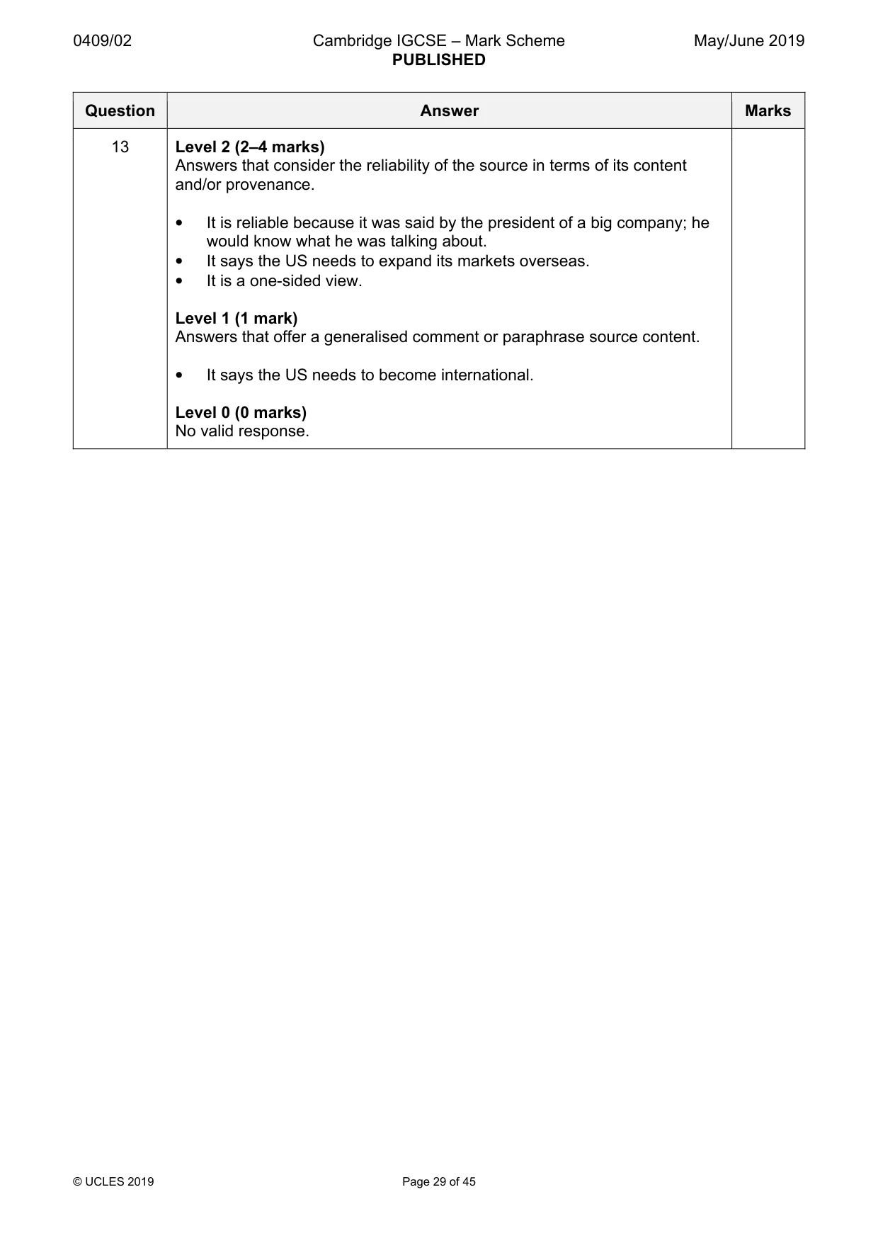Mark scheme, page 29 of 45