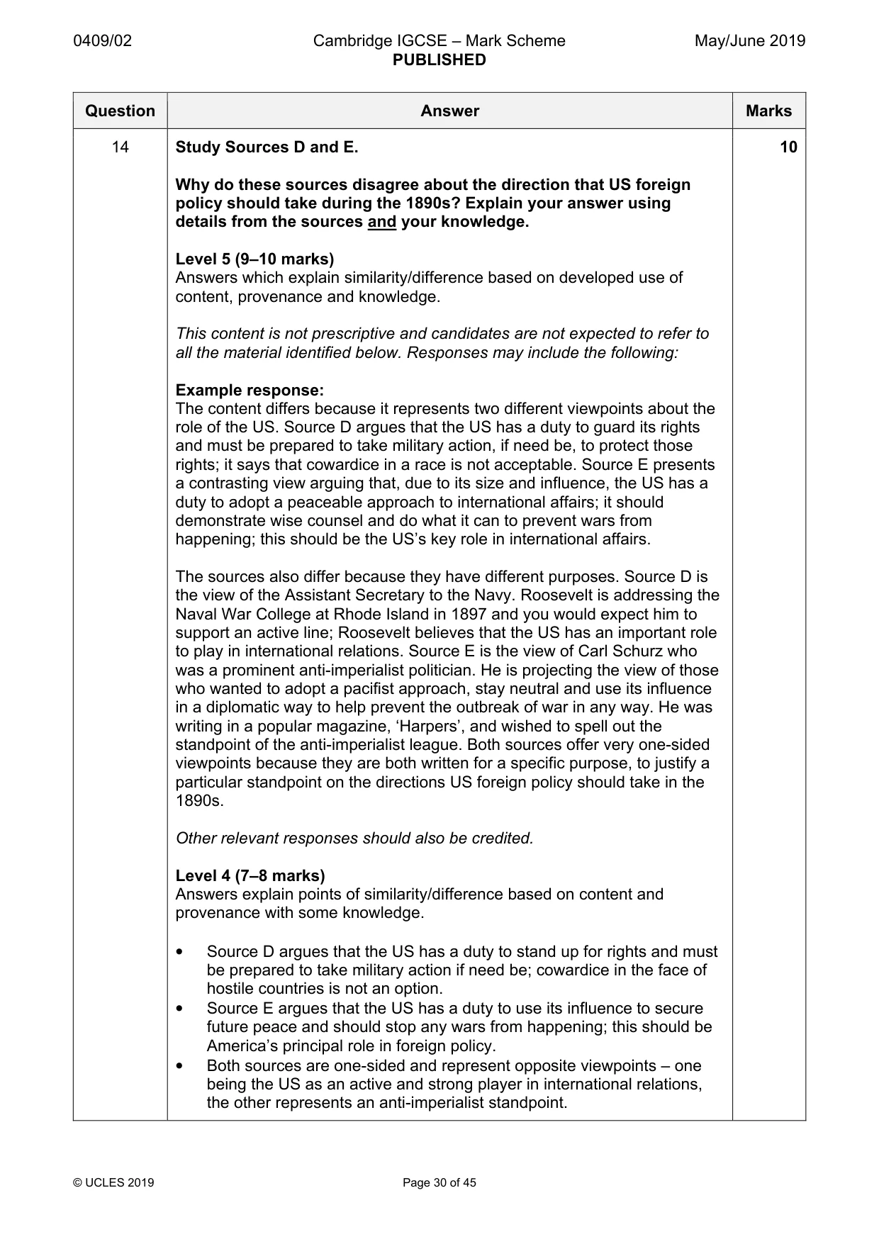 Mark scheme, page 30 of 45